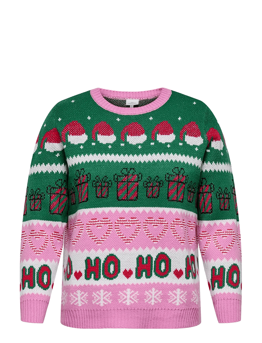 ONLY Carmakoma - CARHOHO X-MAS LS PULLOVER KNT - gebreide truien - fuchsia pink - 1
