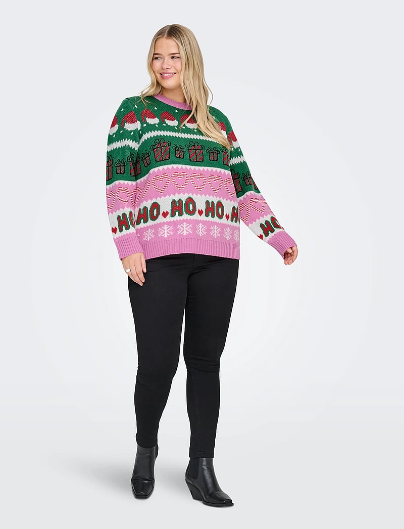 ONLY Carmakoma - CARHOHO X-MAS LS PULLOVER KNT - striktrøjer - fuchsia pink - 0