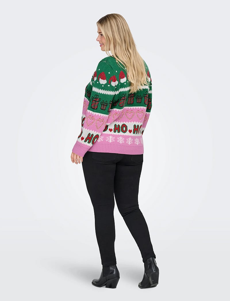 ONLY Carmakoma - CARHOHO X-MAS LS PULLOVER KNT - striktrøjer - fuchsia pink - 3