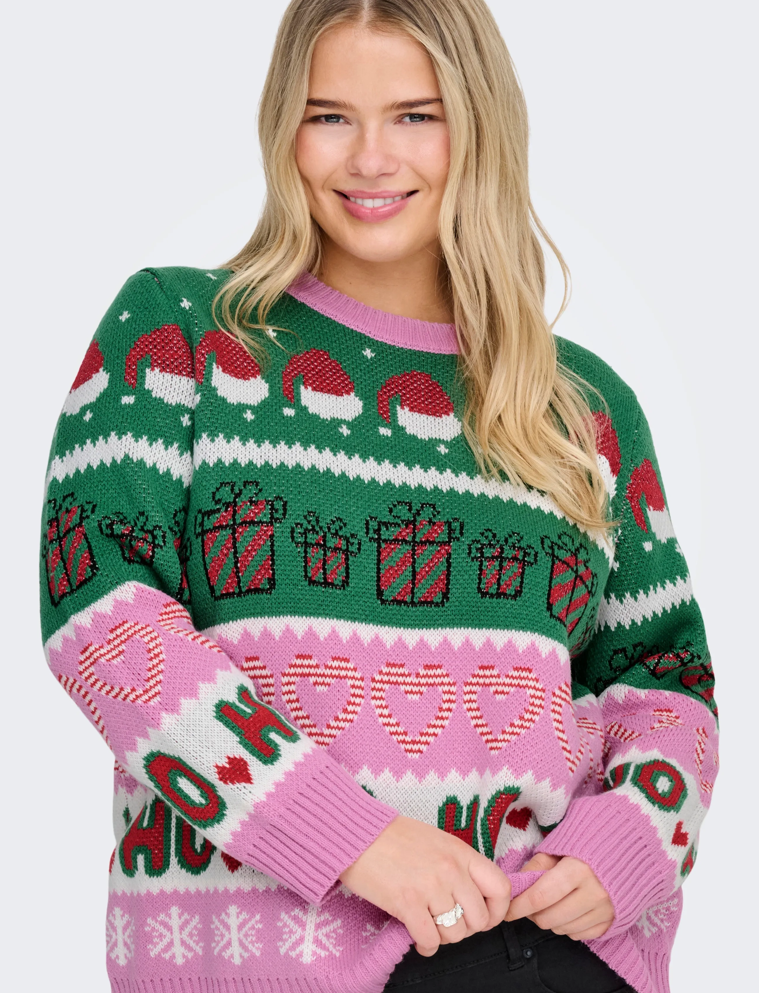 ONLY Carmakoma - CARHOHO X-MAS LS PULLOVER KNT - gebreide truien - fuchsia pink - 4