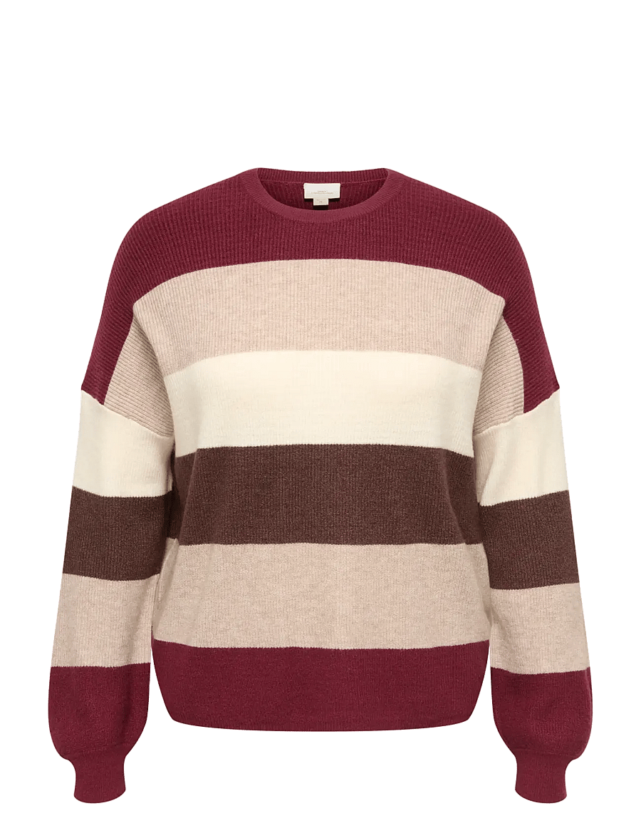 ONLY Carmakoma - CARATIA L/S STRIPE PULLOV KNT NOOS - pullover - zinfandel - 0