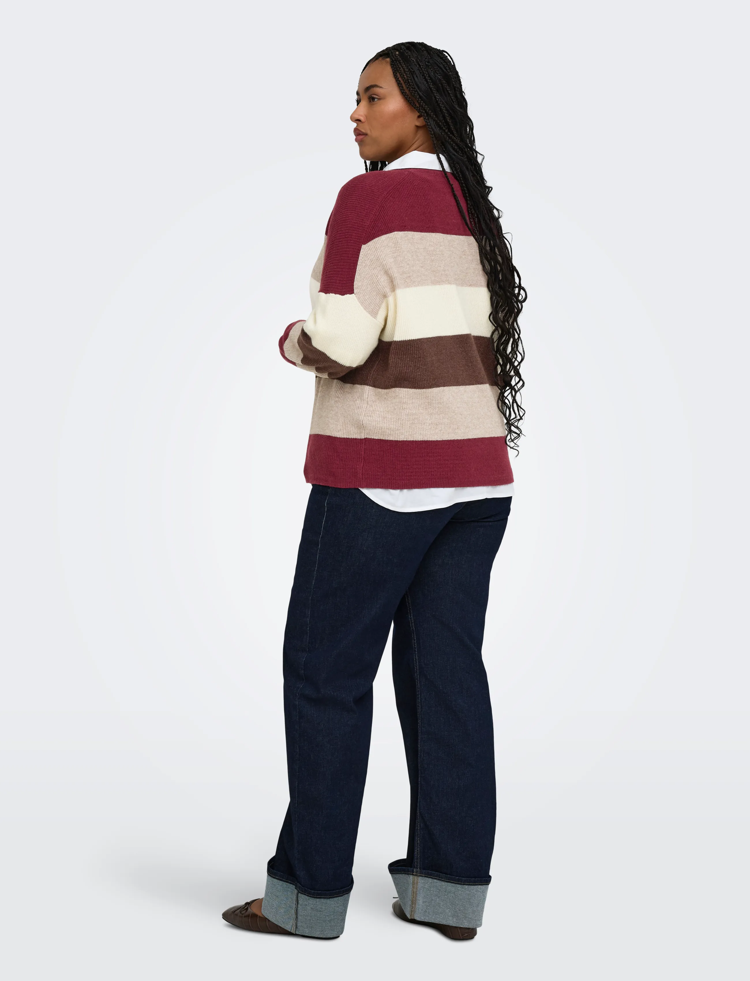 ONLY Carmakoma - CARATIA L/S STRIPE PULLOV KNT NOOS - striktrøjer - zinfandel - 3