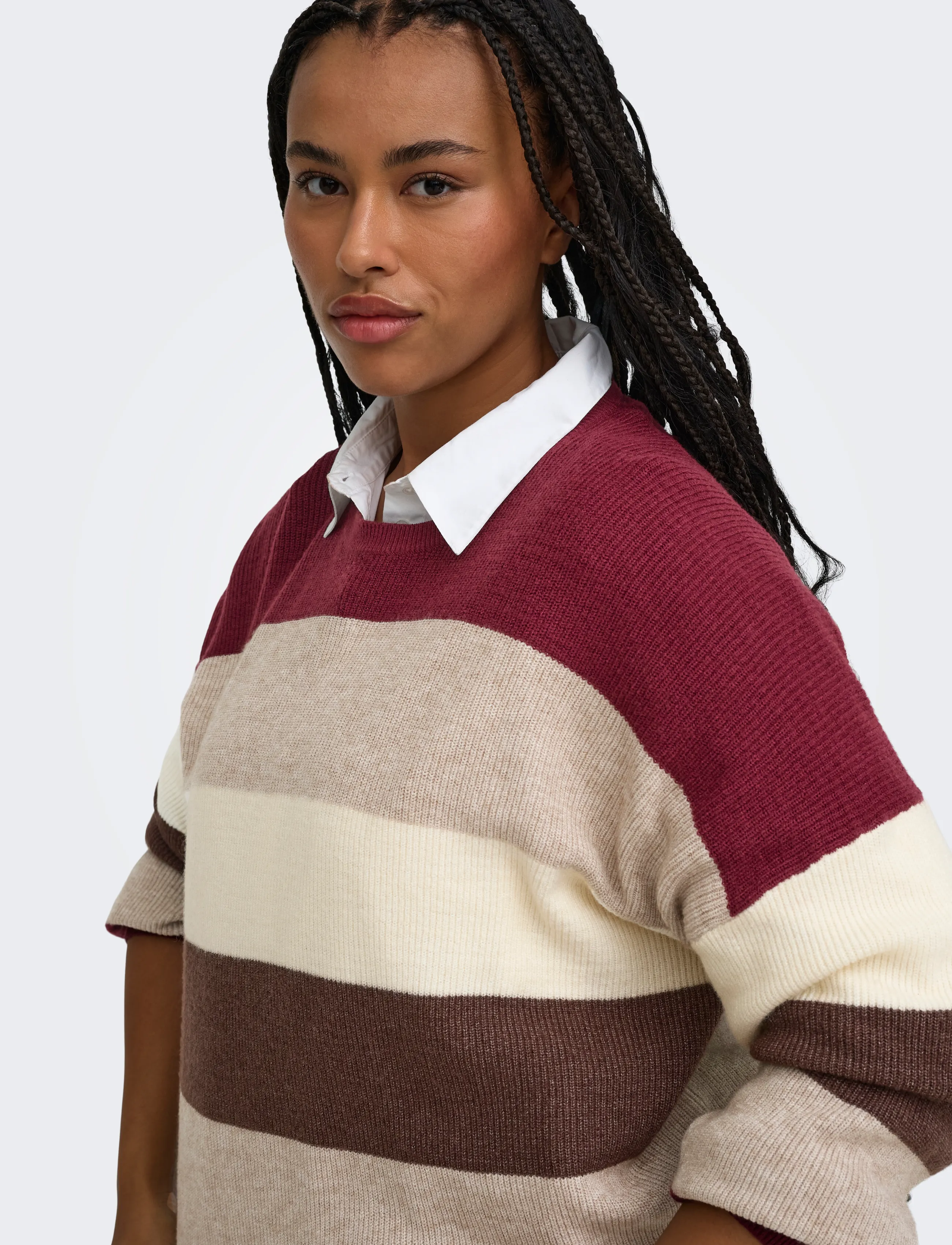 ONLY Carmakoma - CARATIA L/S STRIPE PULLOV KNT NOOS - striktrøjer - zinfandel - 5