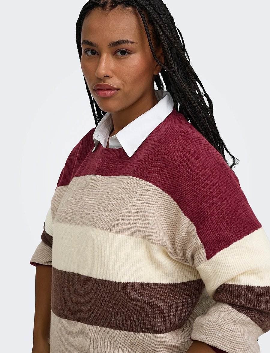 ONLY Carmakoma - CARATIA L/S STRIPE PULLOV KNT NOOS - striktrøjer - zinfandel - 5