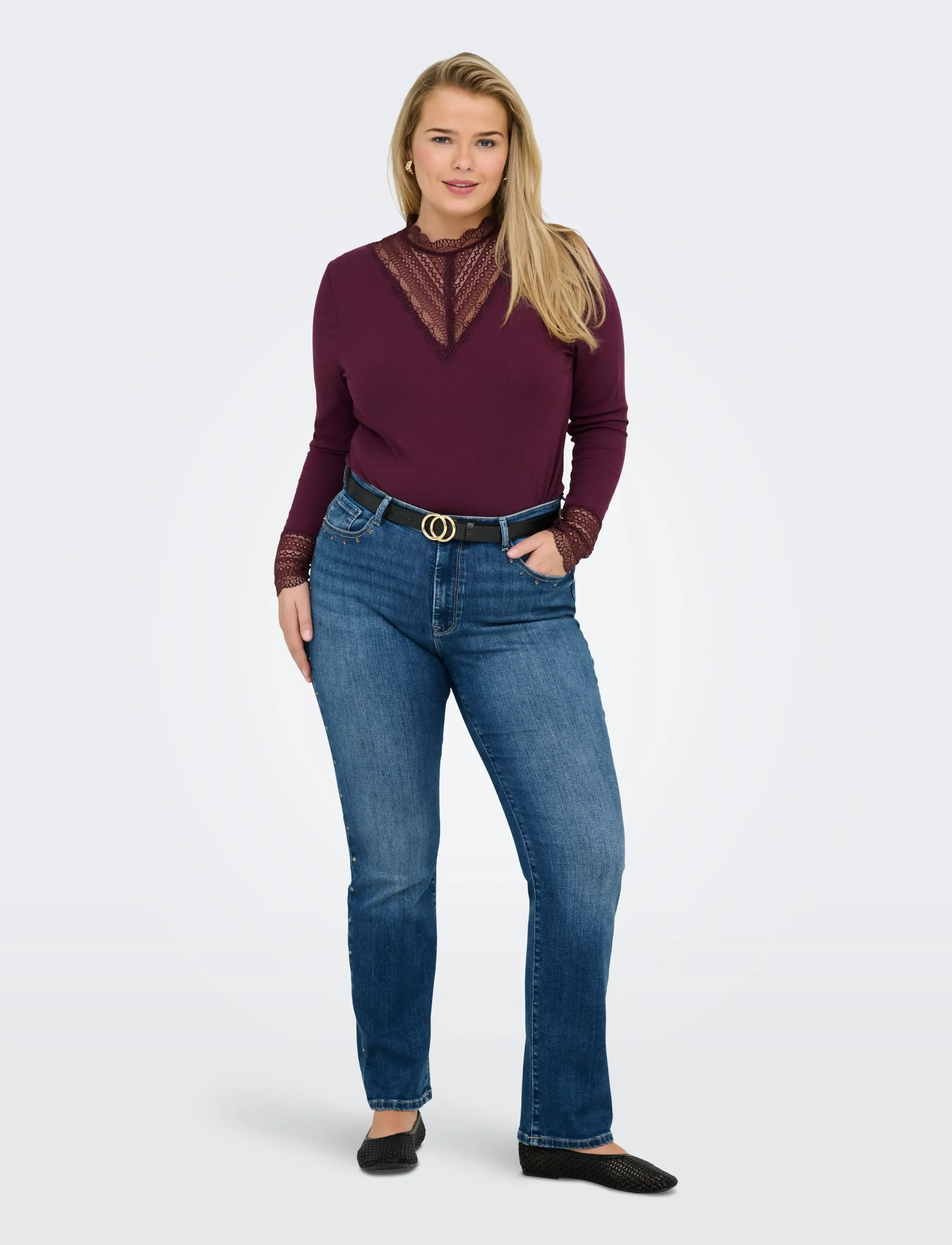 ONLY Carmakoma CARSUI STUDS MID SLIM DNM DIA - Tøj - MEDIUM BLUE DENIM / blue