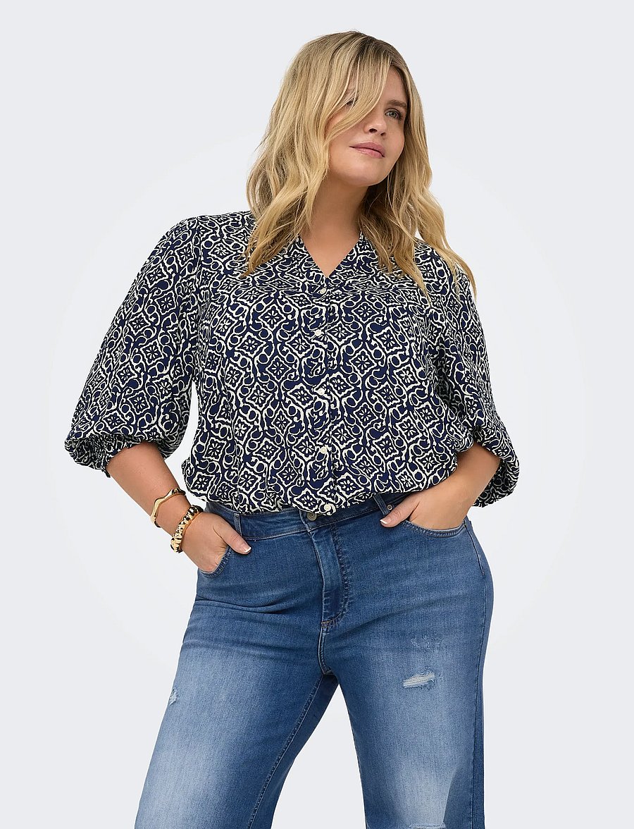 ONLY Carmakoma - CARRAYA 3/4 SHIRT WVN NOOS - chemises à manches longues - night sky - 0