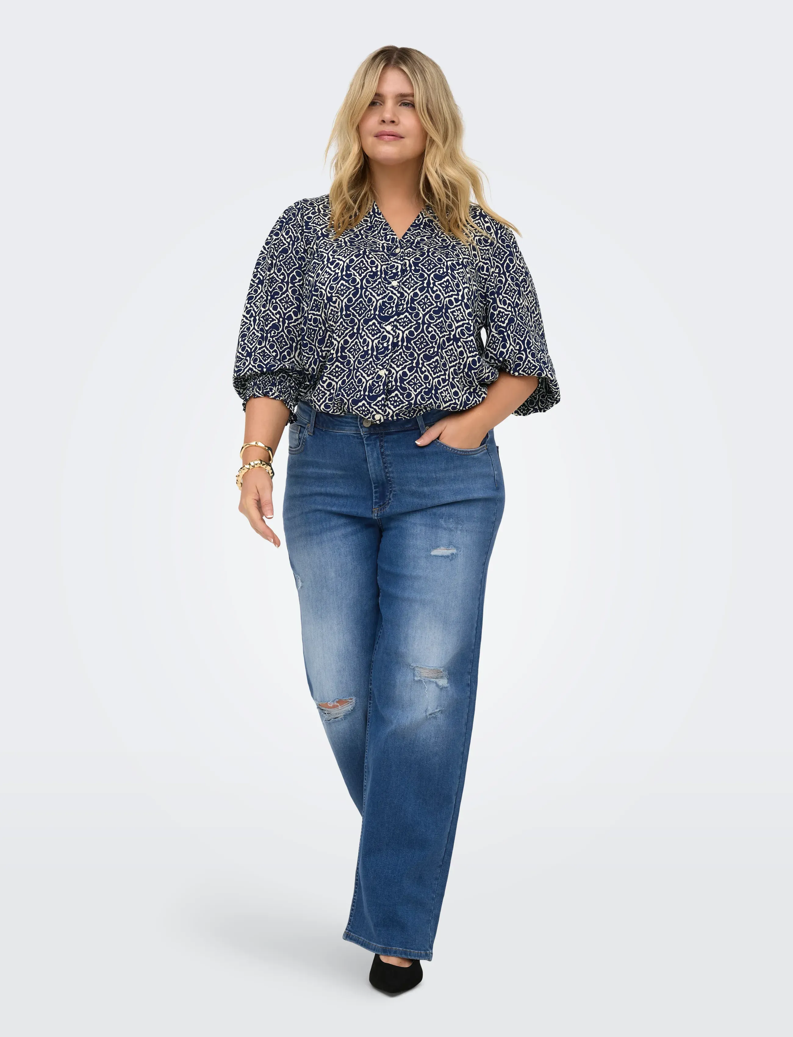 ONLY Carmakoma - CARRAYA 3/4 SHIRT WVN NOOS - chemises à manches longues - night sky - 4