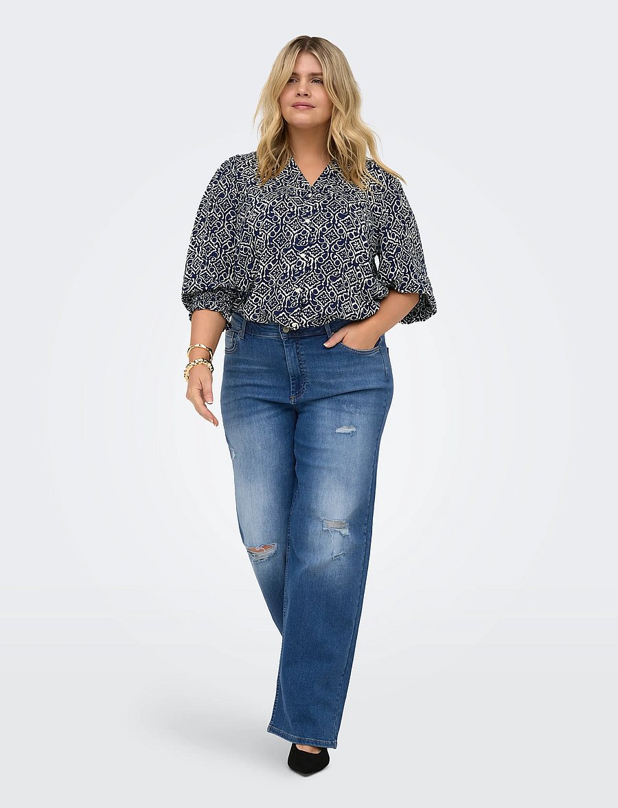 ONLY Carmakoma - CARRAYA 3/4 SHIRT WVN NOOS - chemises à manches longues - night sky - 4