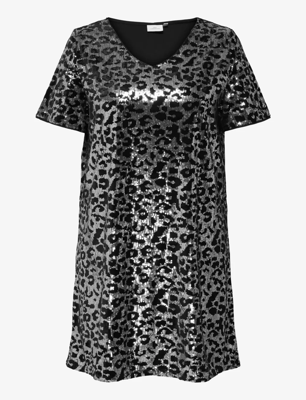 ONLY Carmakoma - CARLEONORA LIFE S/S V-NECK ABK DRESS - paljettklänningar - black - 0
