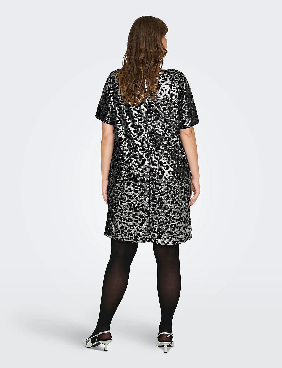 ONLY Carmakoma - CARLEONORA LIFE S/S V-NECK ABK DRESS - robes pailletées - black - 3