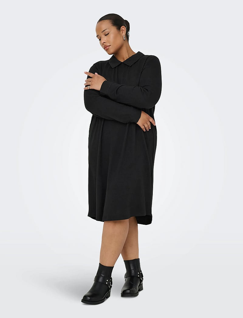 ONLY Carmakoma - CARALBA L/S MIX ABK DRESS JRS - särkkleidid - black - 0