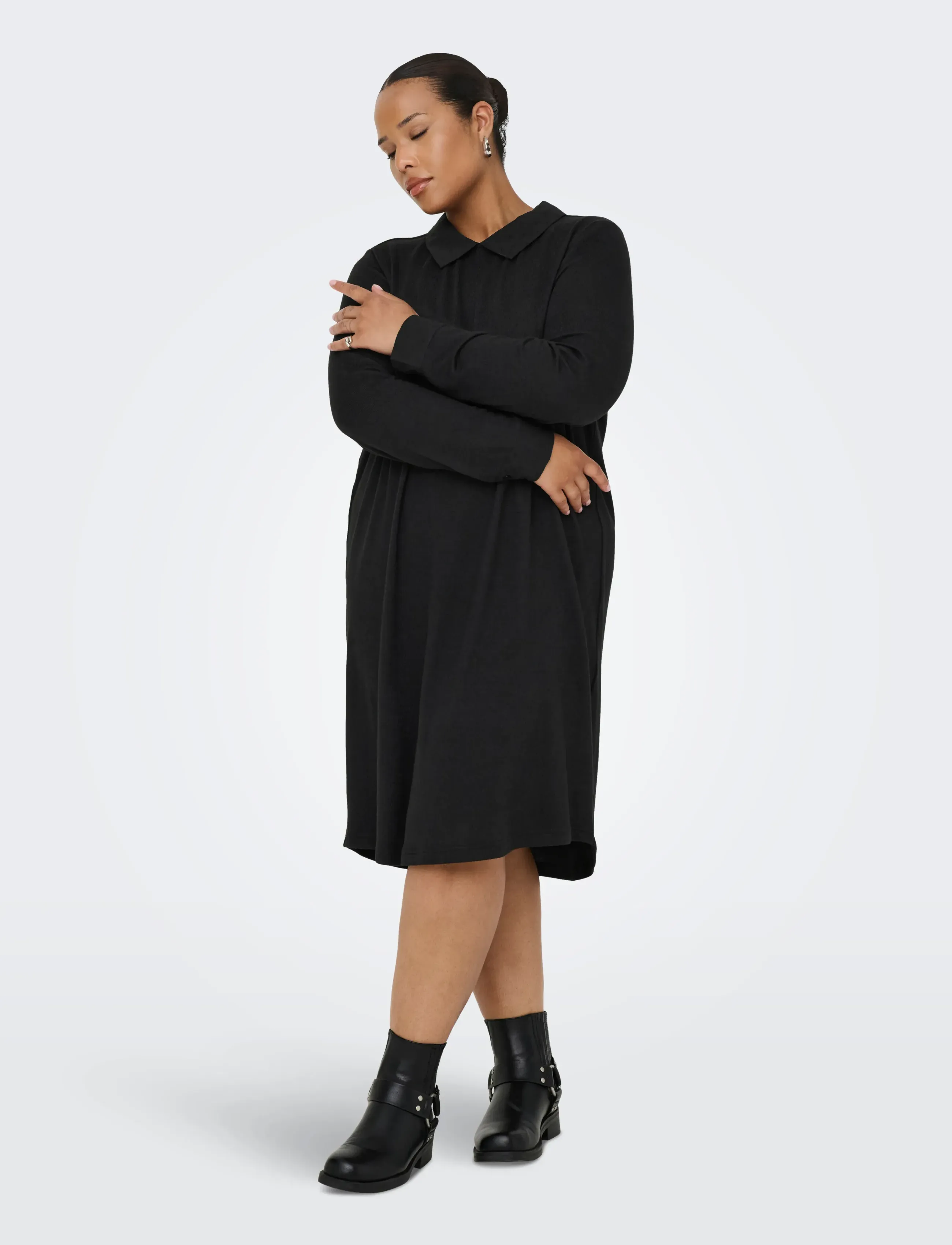 ONLY Carmakoma CARALBA L/S MIX ABK DRESS JRS - Kleider - BLACK / black