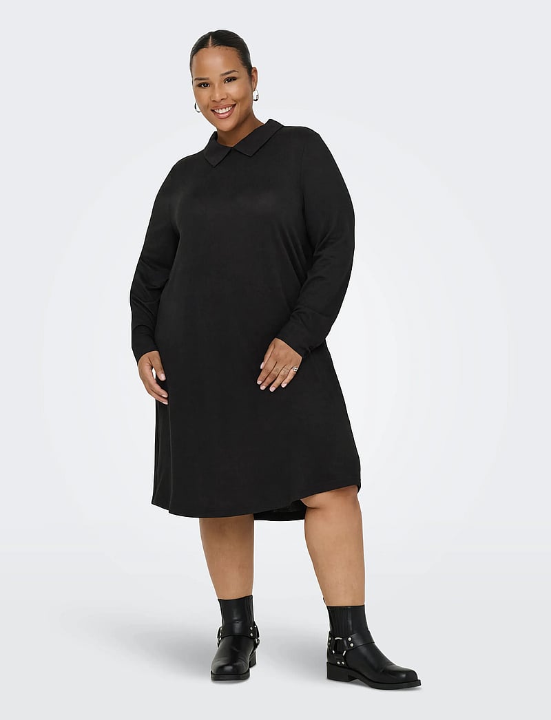 ONLY Carmakoma - CARALBA L/S MIX ABK DRESS JRS - särkkleidid - black - 4