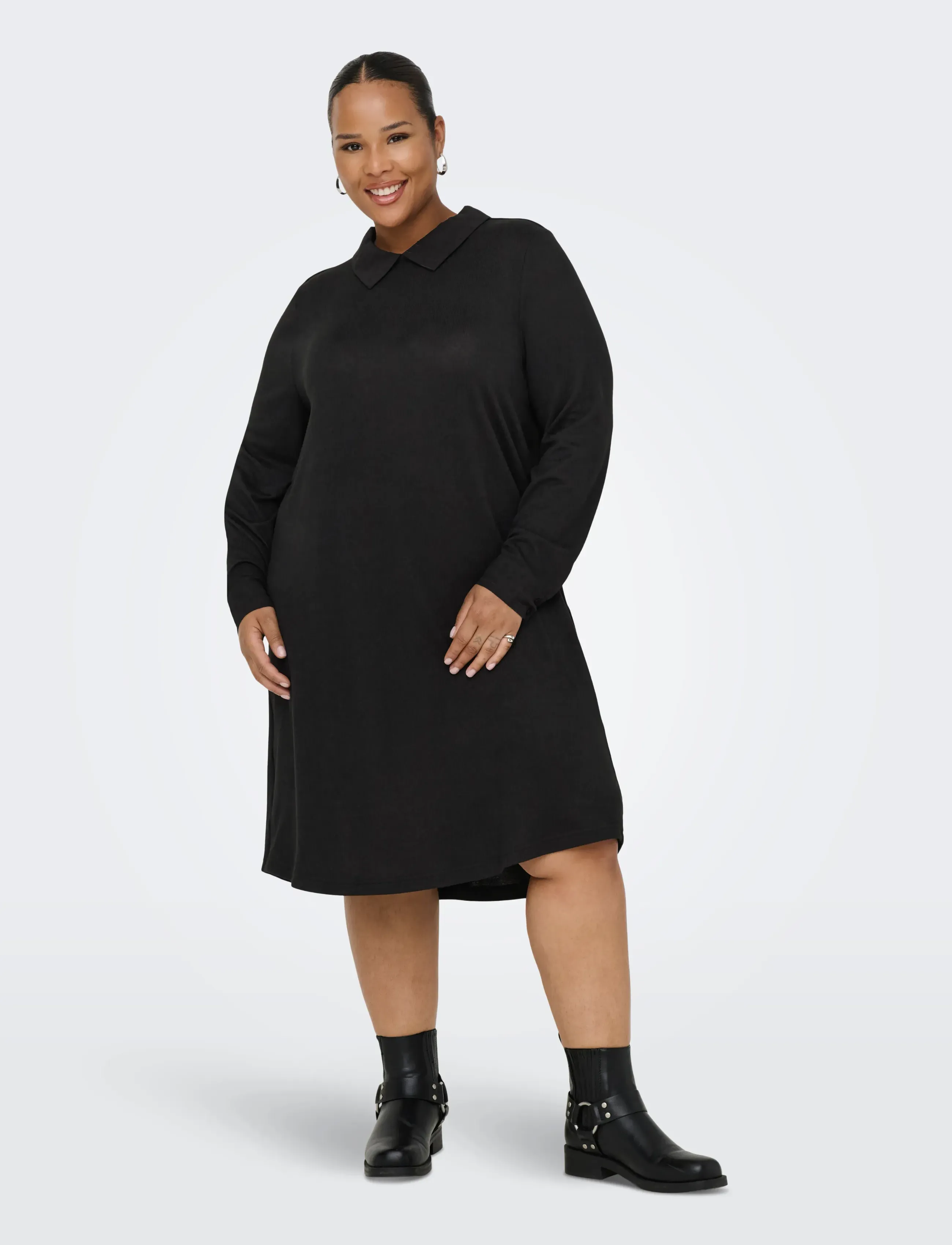 ONLY Carmakoma - CARALBA L/S MIX ABK DRESS JRS - hemdkleider - black - 4