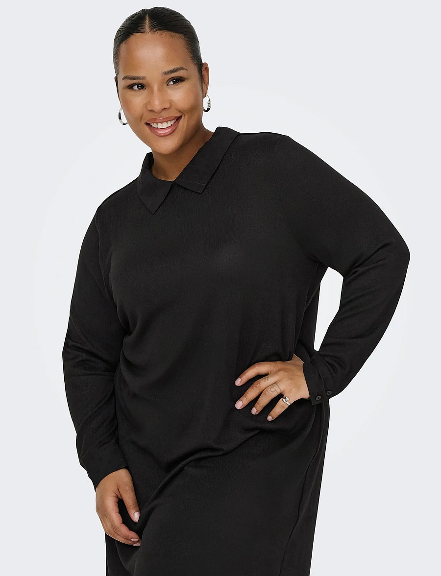 ONLY Carmakoma - CARALBA L/S MIX ABK DRESS JRS - hemdkleider - black - 5