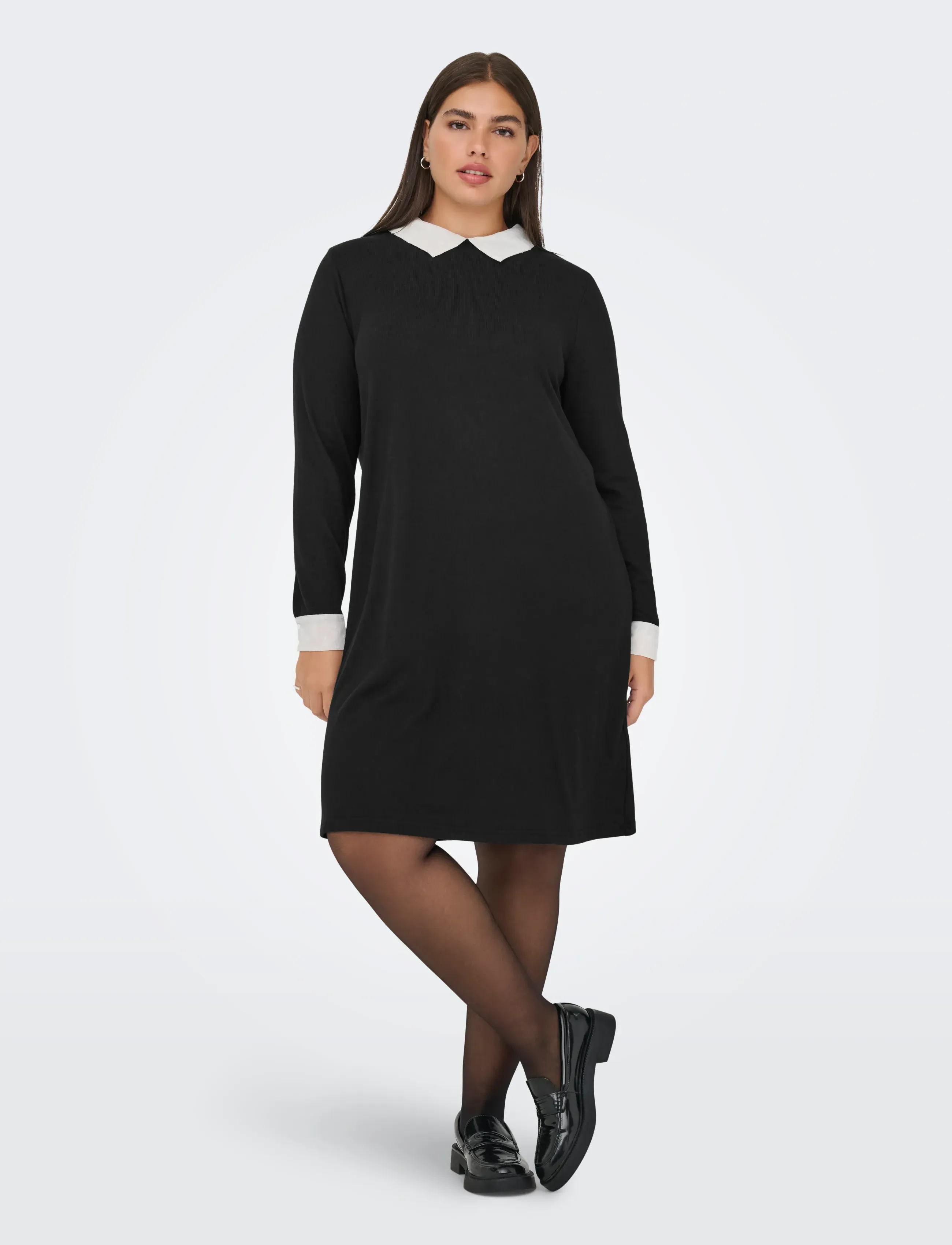 ONLY Carmakoma CARALBA L/S MIX ABK DRESS JRS - ONLY Carmakoma - BLACK / black