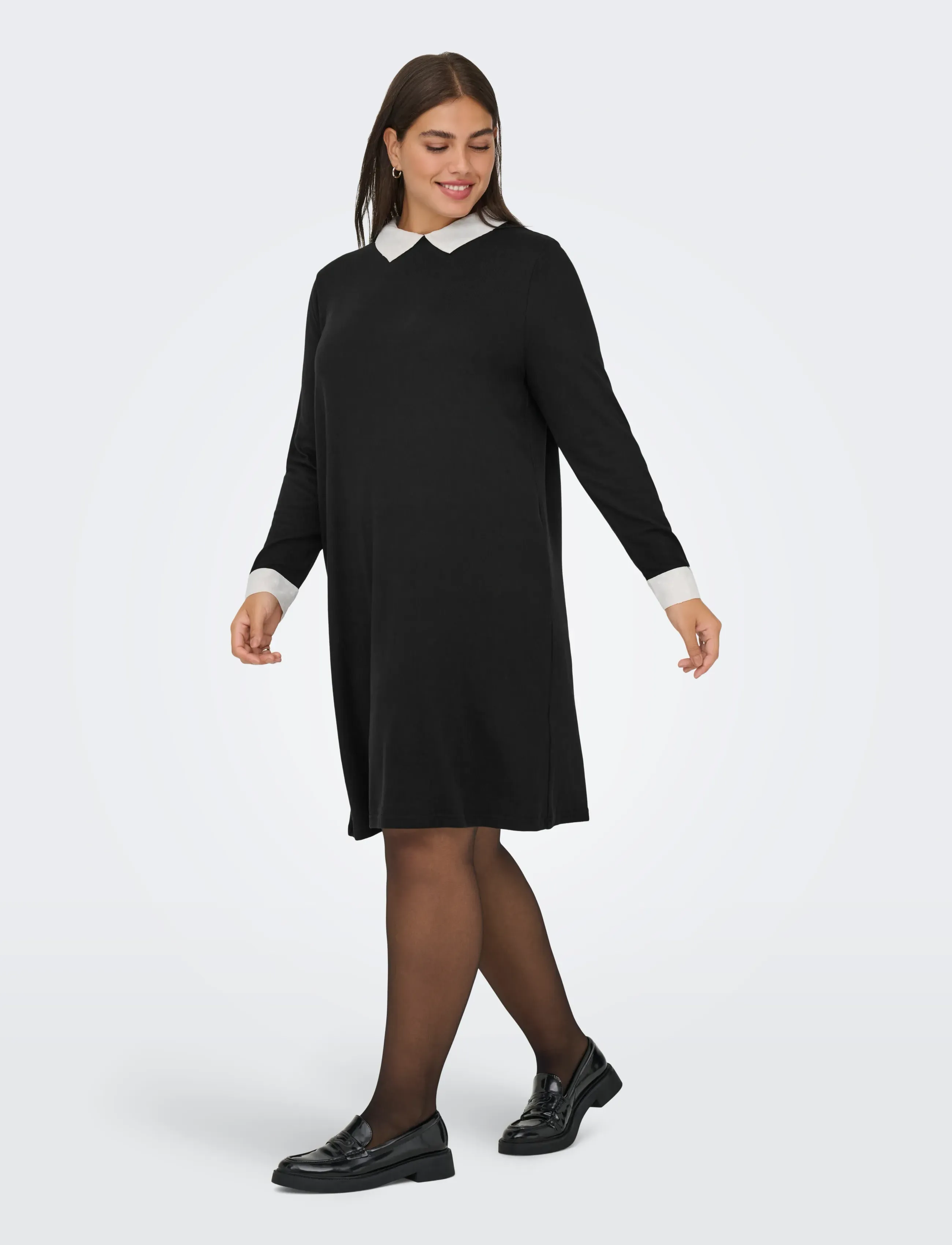 ONLY Carmakoma - CARALBA L/S MIX ABK DRESS JRS - robes chemises - black - 4