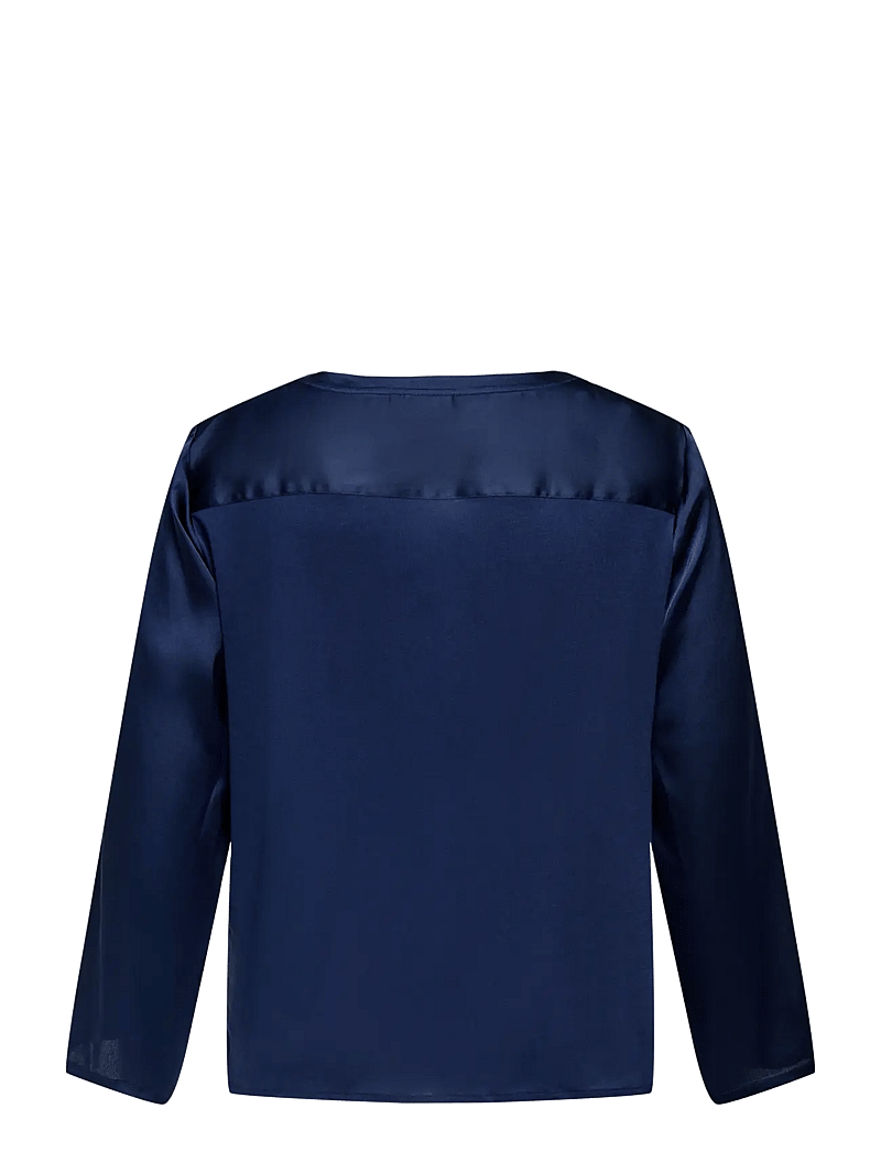 ONLY Carmakoma - CARBRYNJA LS V-NECK TOP WVN - langärmlige blusen - naval academy - 1
