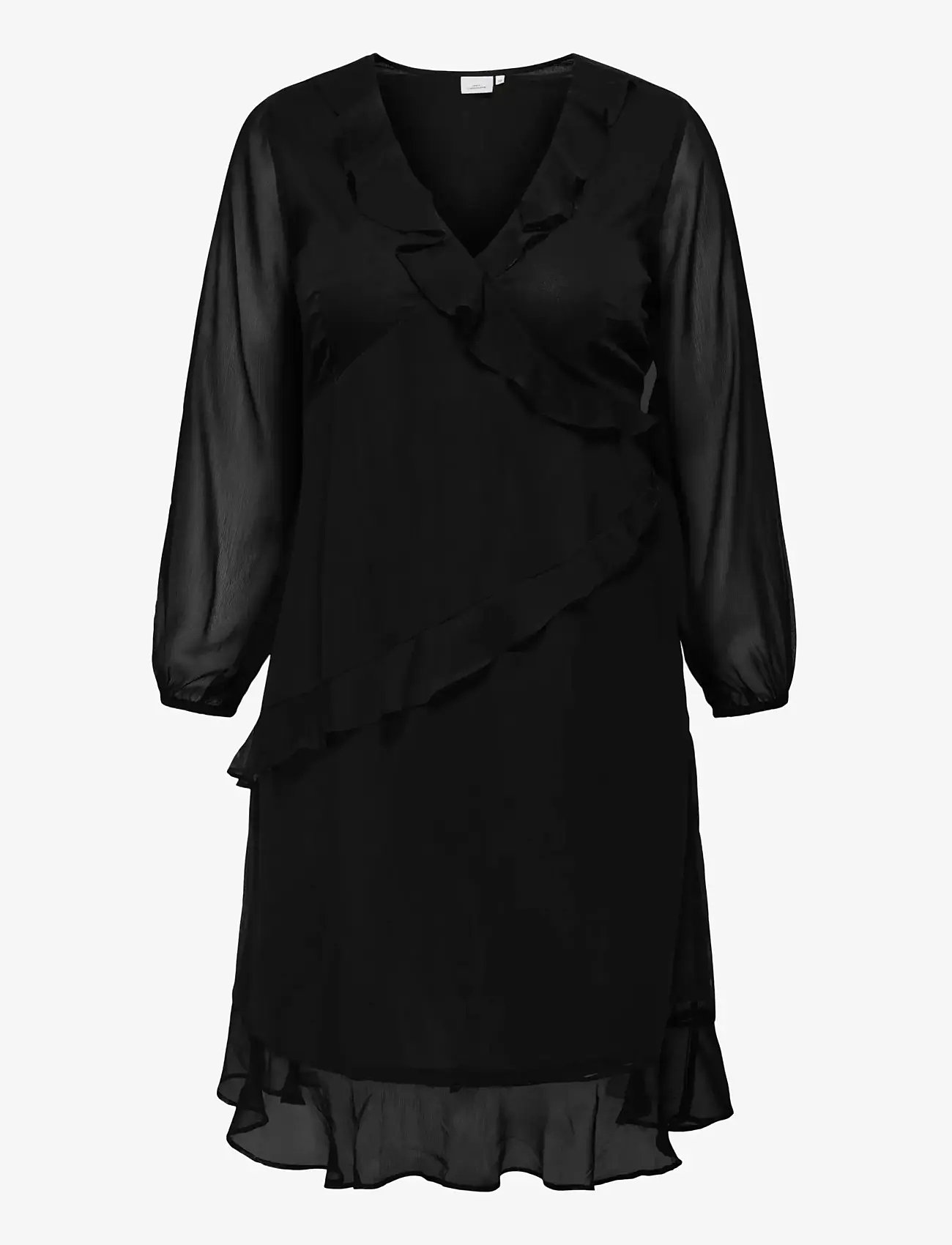 ONLY Carmakoma - CARINDIGO LIFE LS CALF DRESS AOP BF - cocktailkleider - black - 0