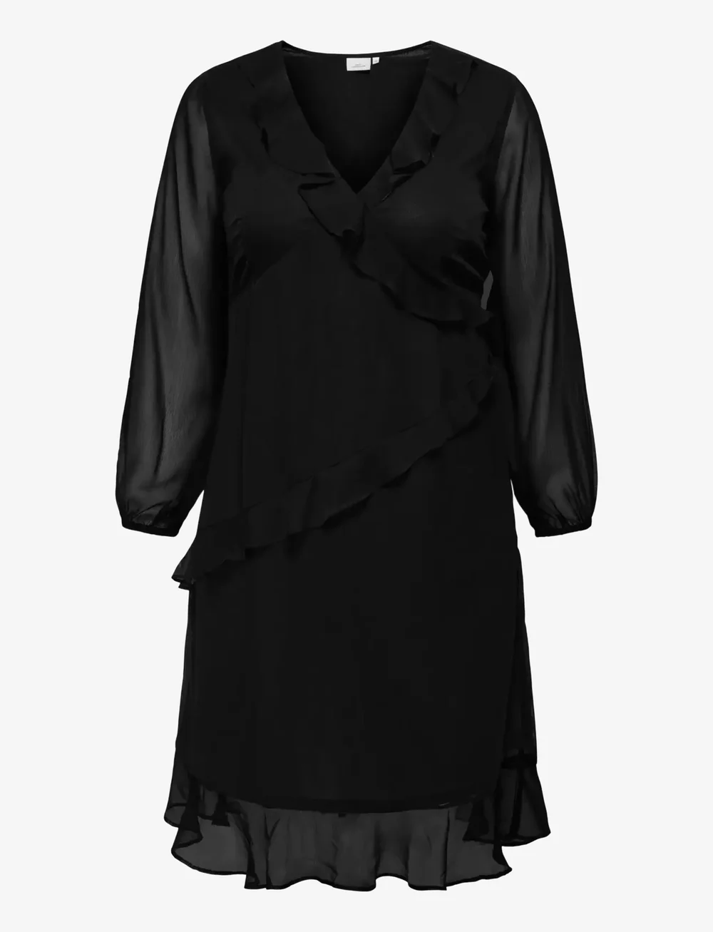 ONLY Carmakoma - CARINDIGO LIFE LS CALF DRESS AOP BF - cocktailkleider - black - 0