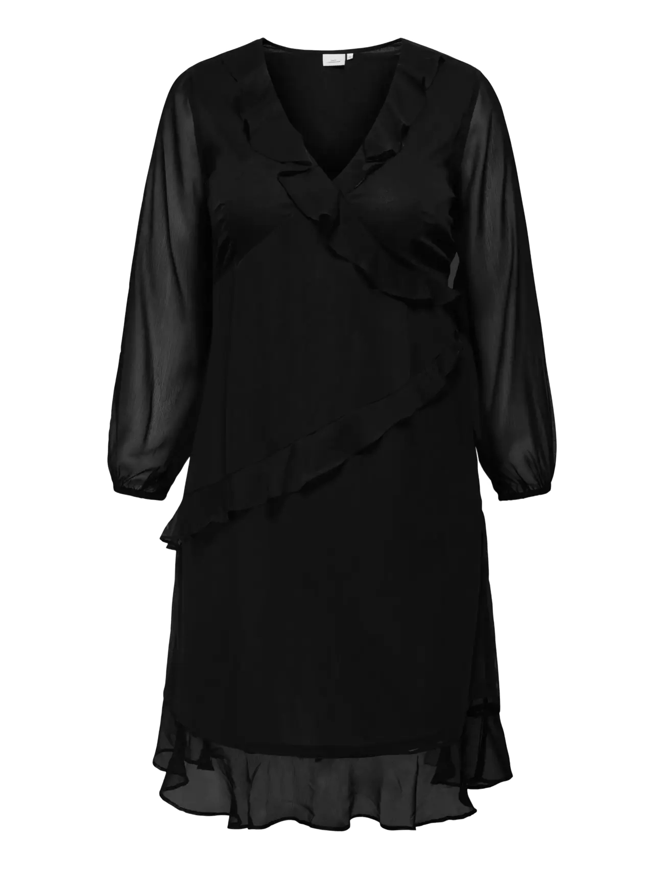 ONLY Carmakoma CARINDIGO LIFE LS CALF DRESS AOP BF - Cocktailkjoler - BLACK / black