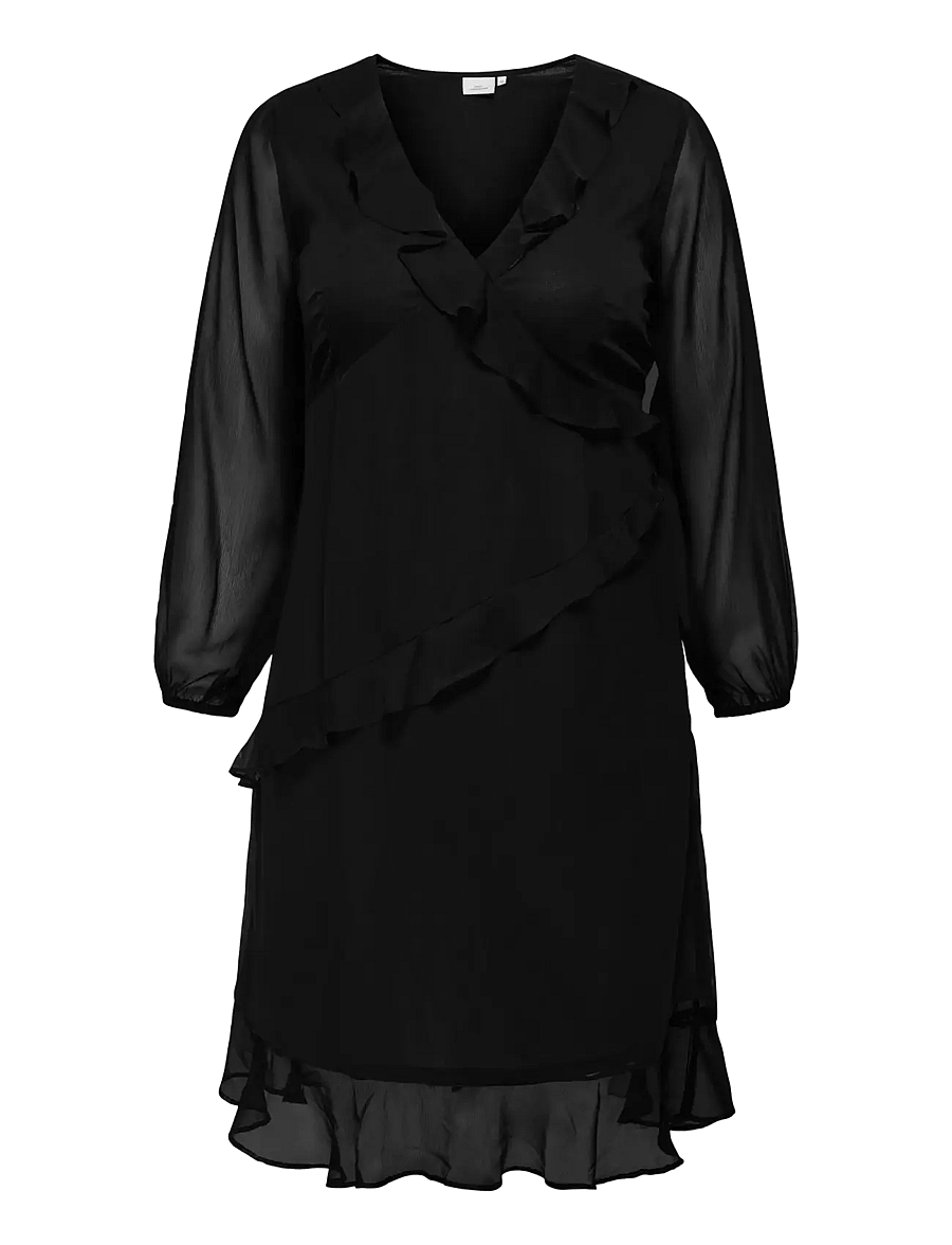 ONLY Carmakoma - CARINDIGO LIFE LS CALF DRESS AOP BF - black - 1