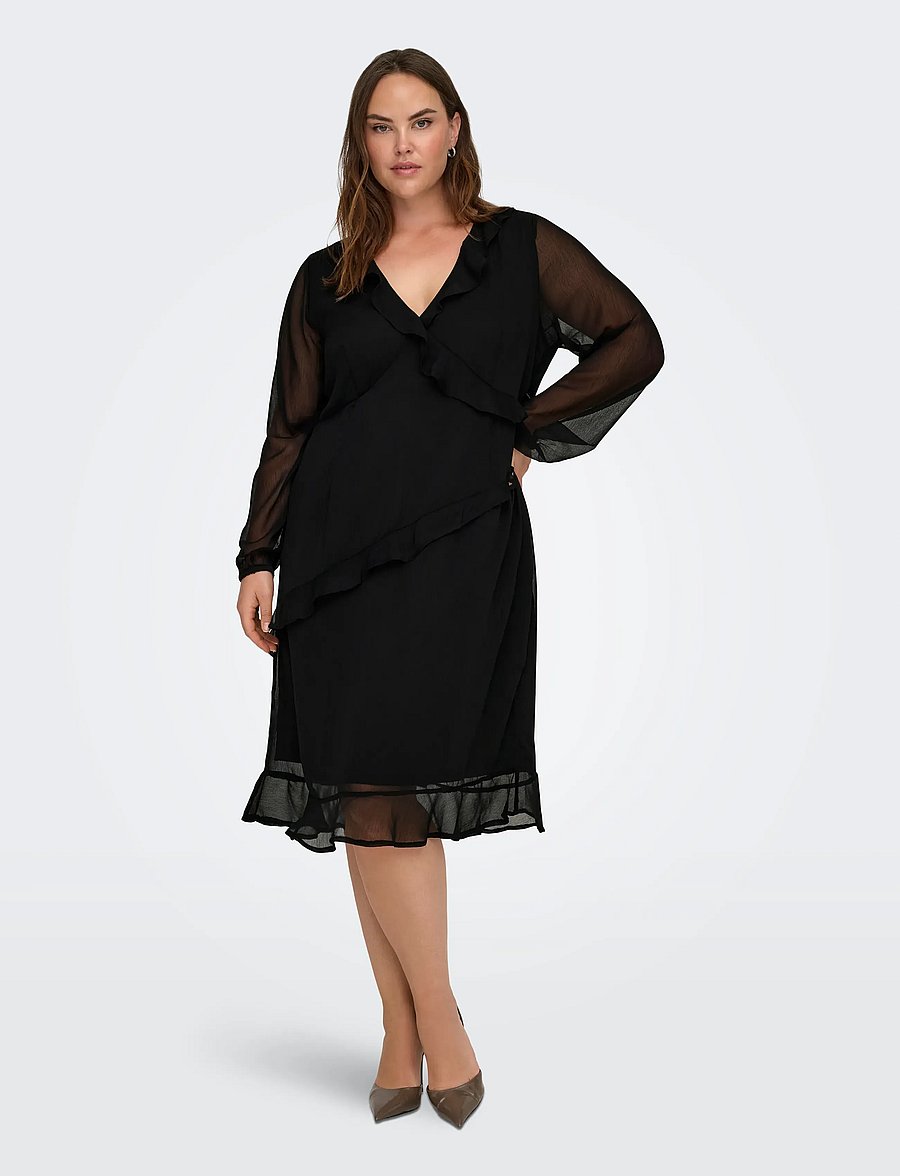 ONLY Carmakoma - CARINDIGO LIFE LS CALF DRESS AOP BF - black - 0