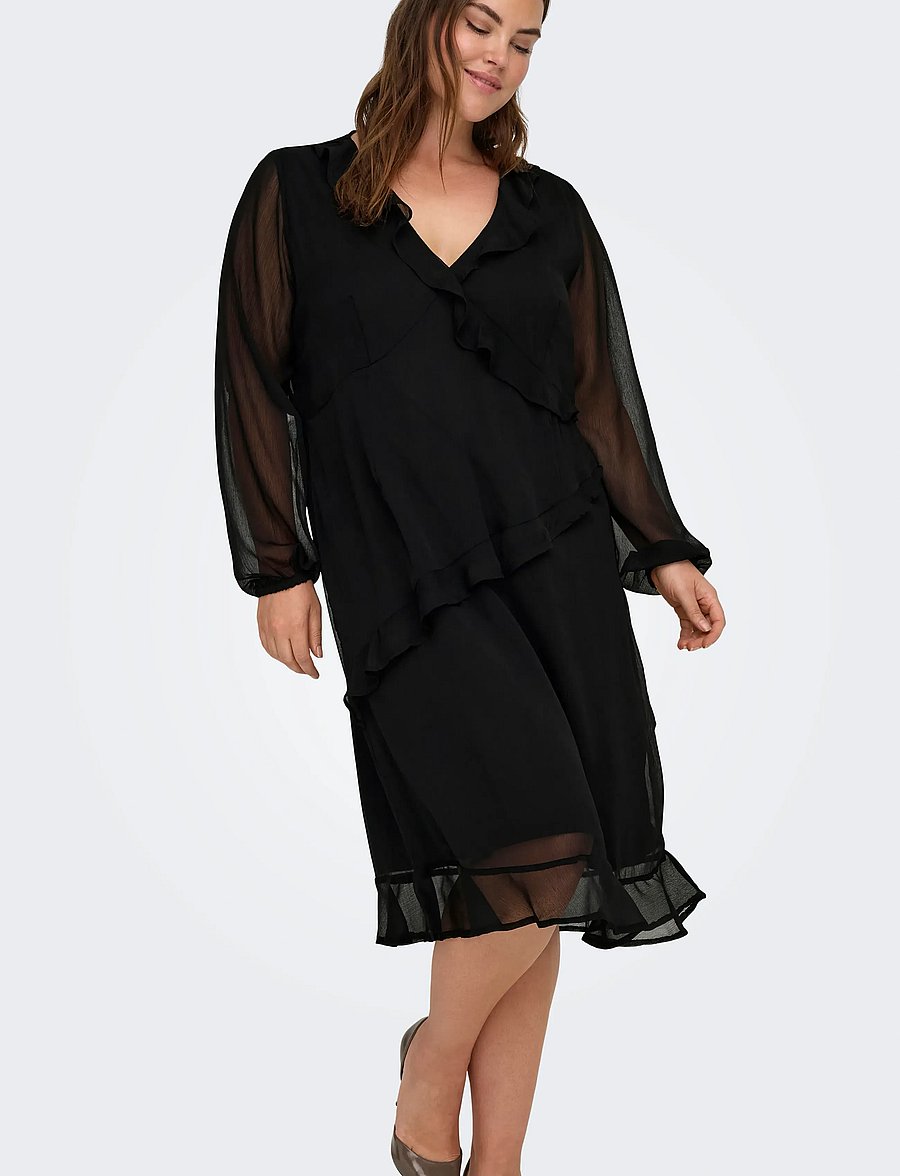 ONLY Carmakoma - CARINDIGO LIFE LS CALF DRESS AOP BF - black - 4