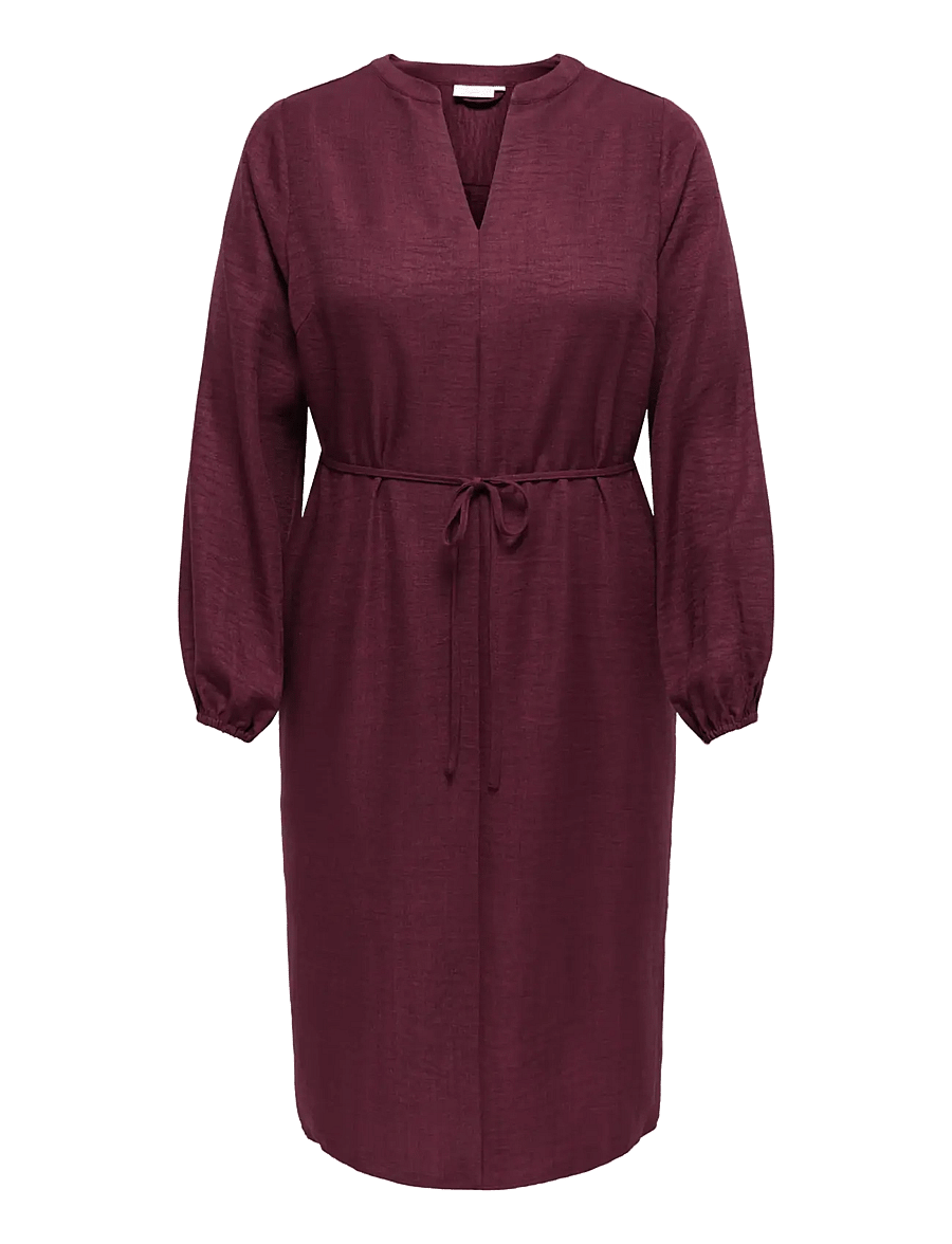 ONLY Carmakoma - CARBAY LS V-NECK BLK DRESS WVN BF - skjortekjoler - winetasting - 1