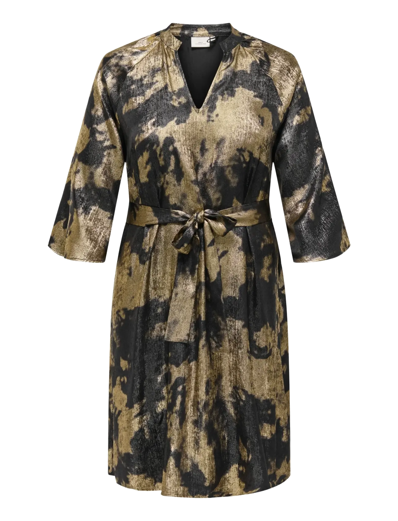 ONLY Carmakoma CARDIXIE 3/4 V-NECK BLK DRESS AOP - Kjoler - BLACK / black