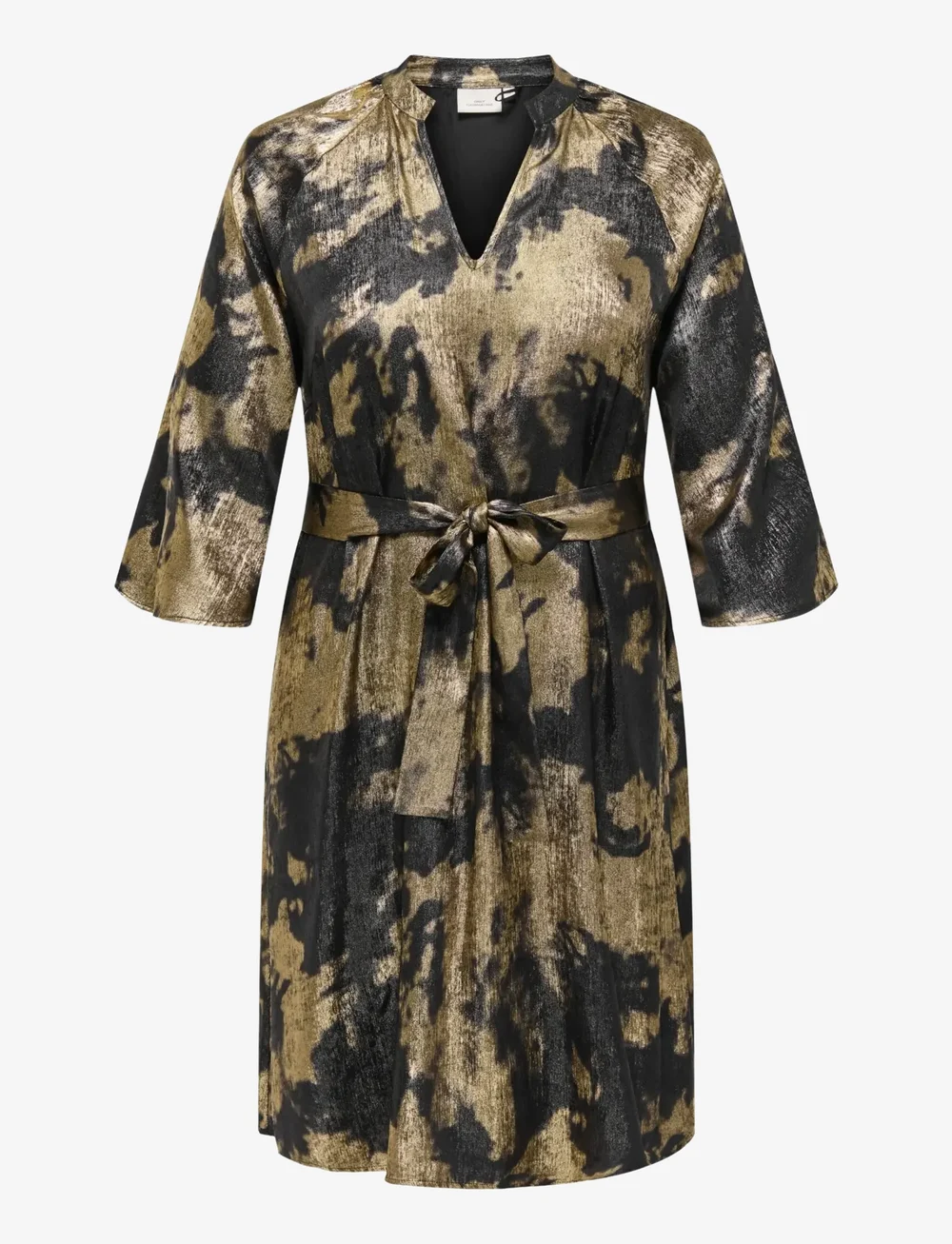 ONLY Carmakoma - CARDIXIE 3/4 V-NECK BLK DRESS AOP - festkjoler - black - 1