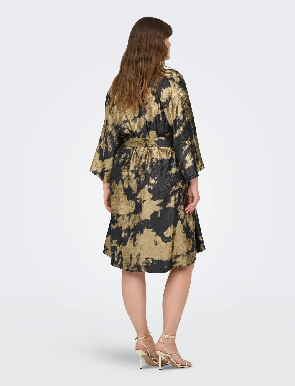 ONLY Carmakoma - CARDIXIE 3/4 V-NECK BLK DRESS AOP - festkjoler - black - 3