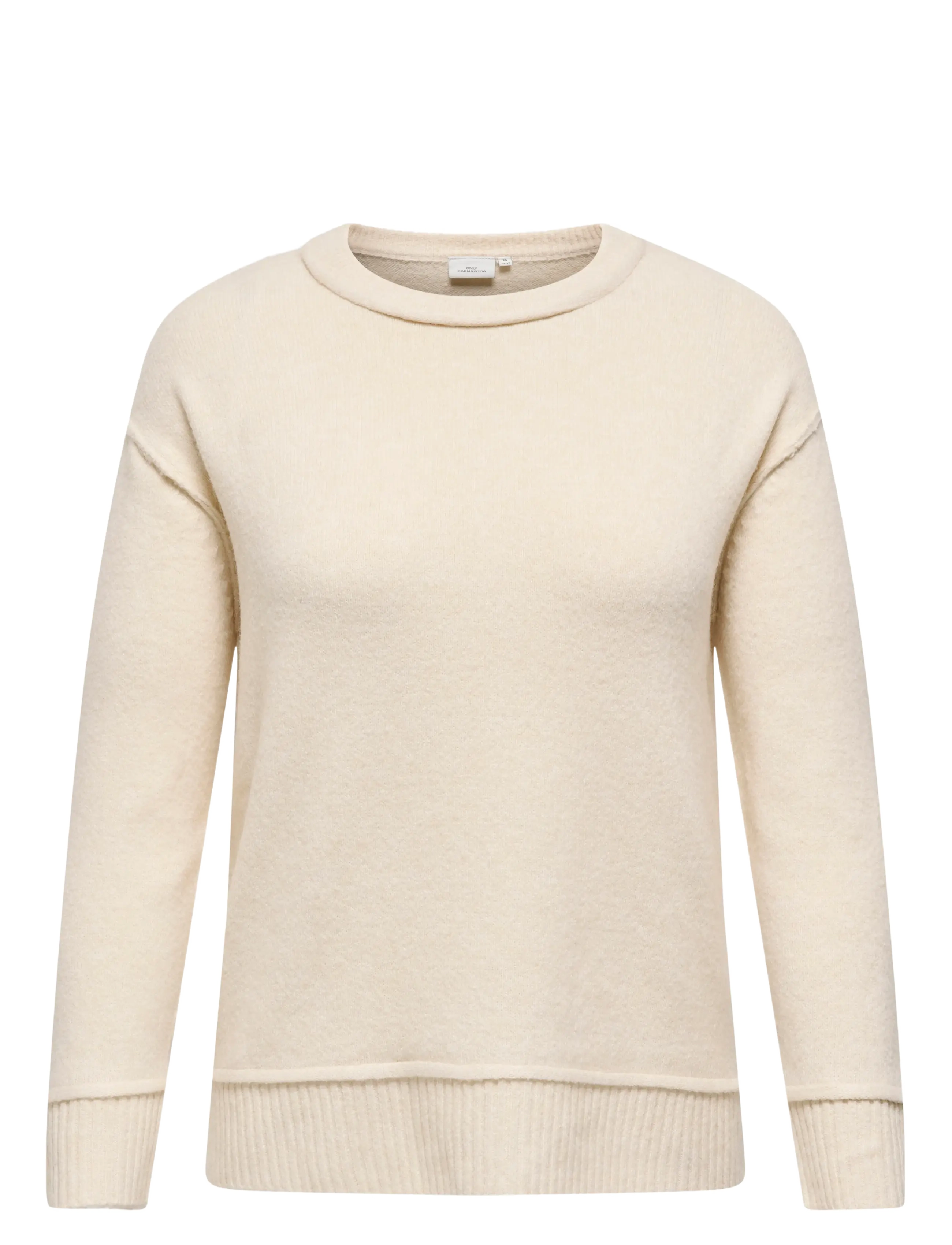 ONLY Carmakoma Carhazel Life Ls Detail O-Neck Bf Knt, 50-52, Sweatshirts & Hoodies, Creme - Sweatshirts, Frauen