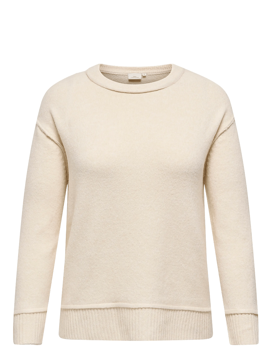 ONLY Carmakoma - CARHAZEL LIFE LS DETAIL O-NECK BF KNT - sweatshirts - whitecap gray - 0
