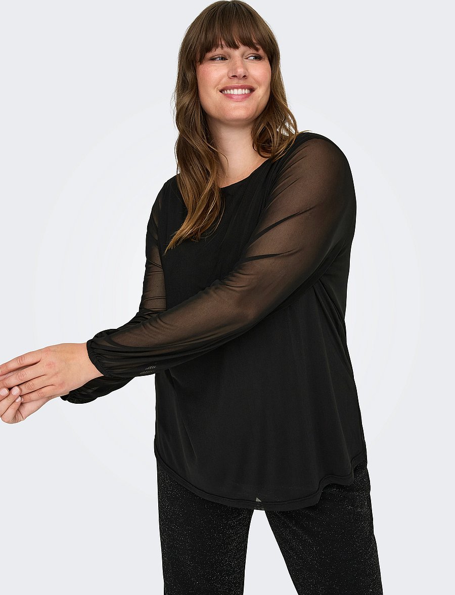 ONLY Carmakoma - CARFOREST LIFE L/S BOATNECK TOP JRS - blouses à manches longues - black - 4