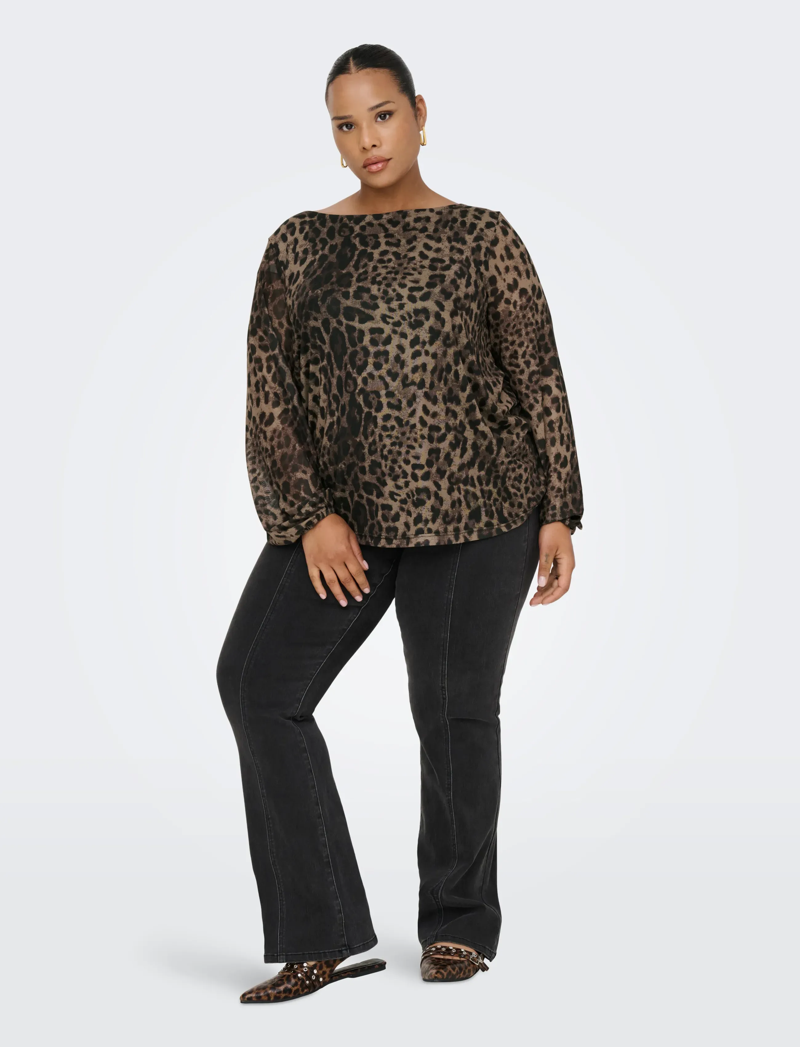 ONLY Carmakoma - CARFOREST LIFE L/S BOATNECK TOP JRS - langærmede bluser - black - 4