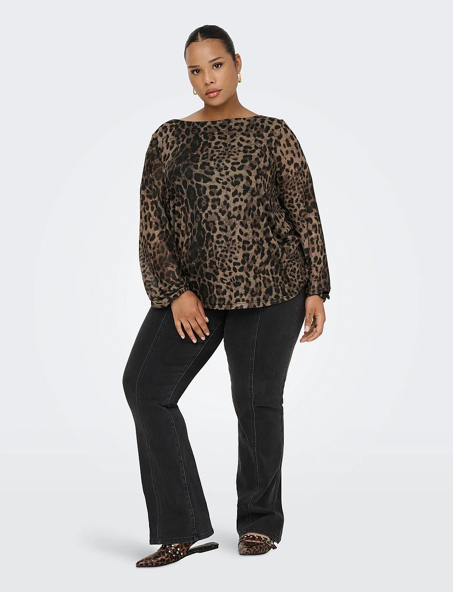 ONLY Carmakoma - CARFOREST LIFE L/S BOATNECK TOP JRS - langærmede bluser - black - 4