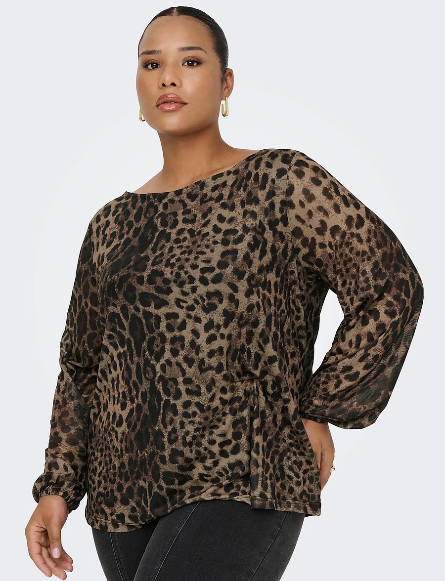 ONLY Carmakoma - CARFOREST LIFE L/S BOATNECK TOP JRS - langærmede bluser - black - 5