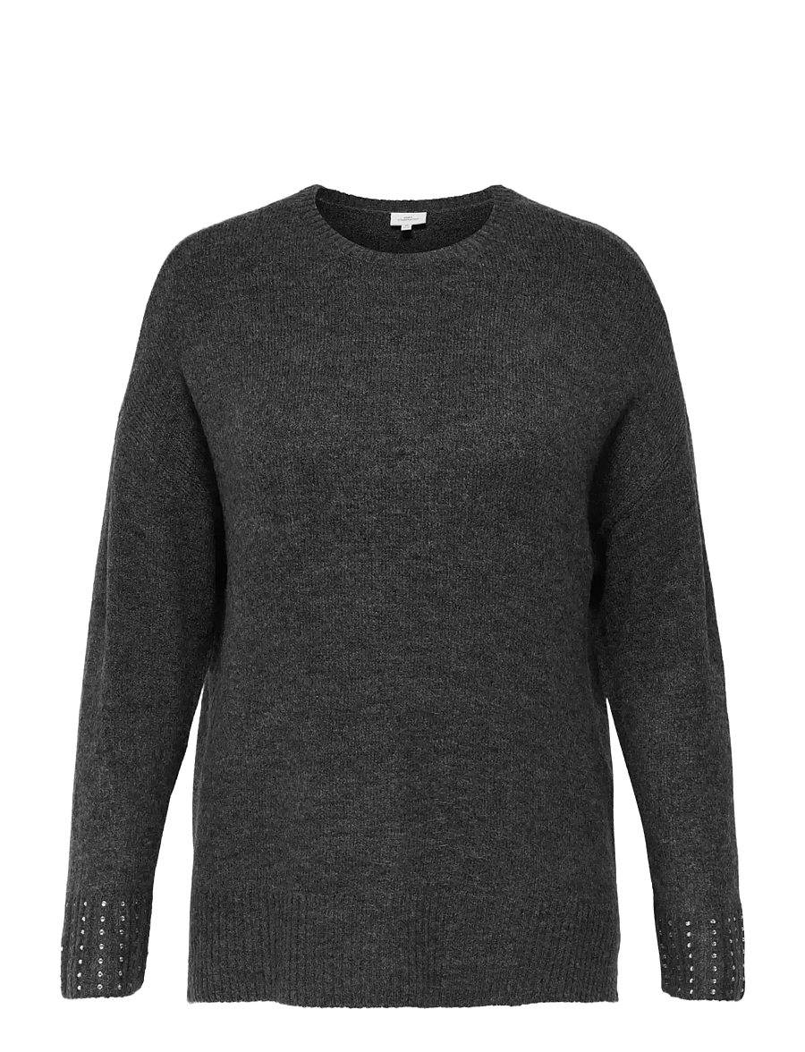 ONLY Carmakoma - CAROHIO LS O-NECK BLING PULLOVER - swetry - dark grey melange - 1