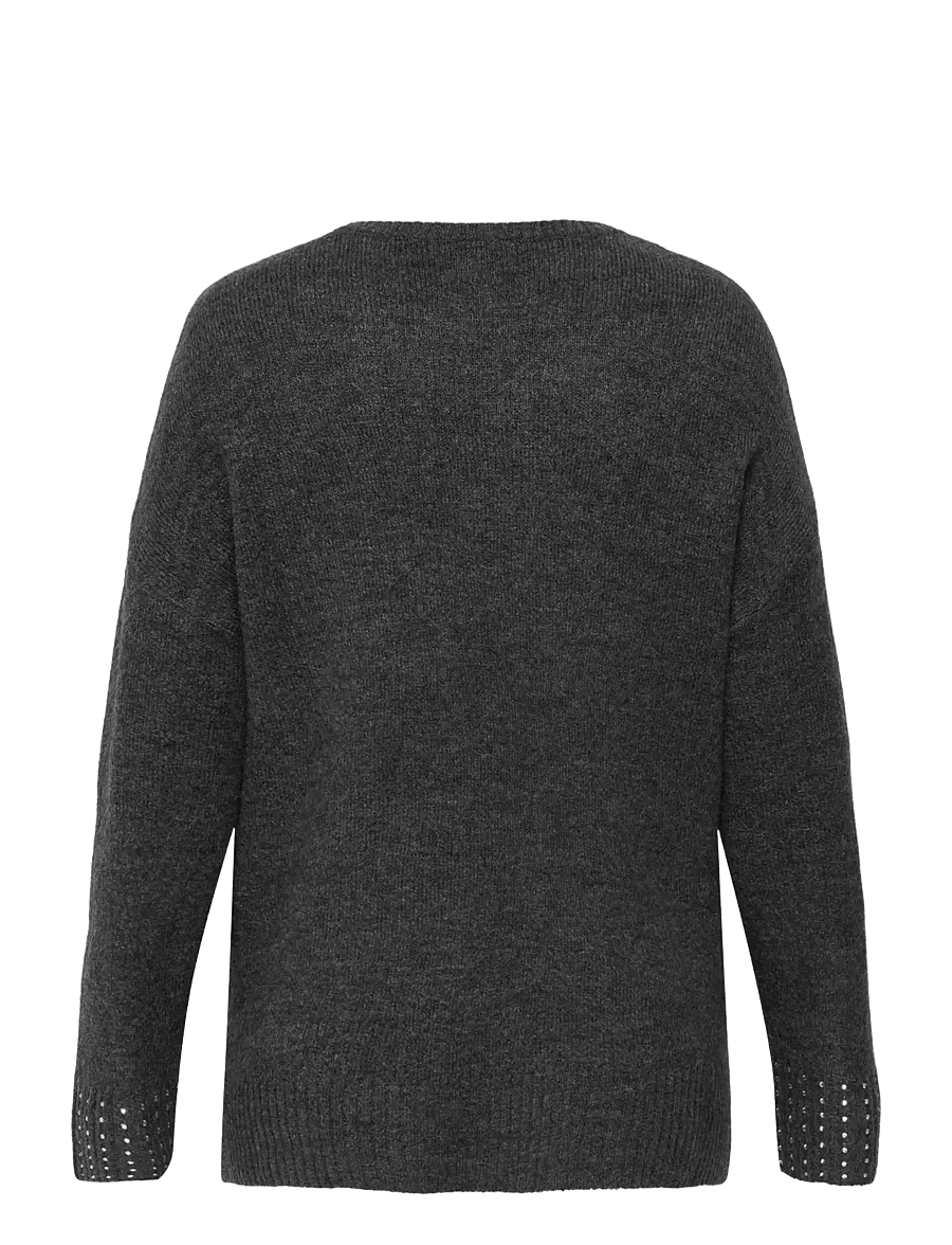 ONLY Carmakoma - CAROHIO LS O-NECK BLING PULLOVER - swetry - dark grey melange - 2