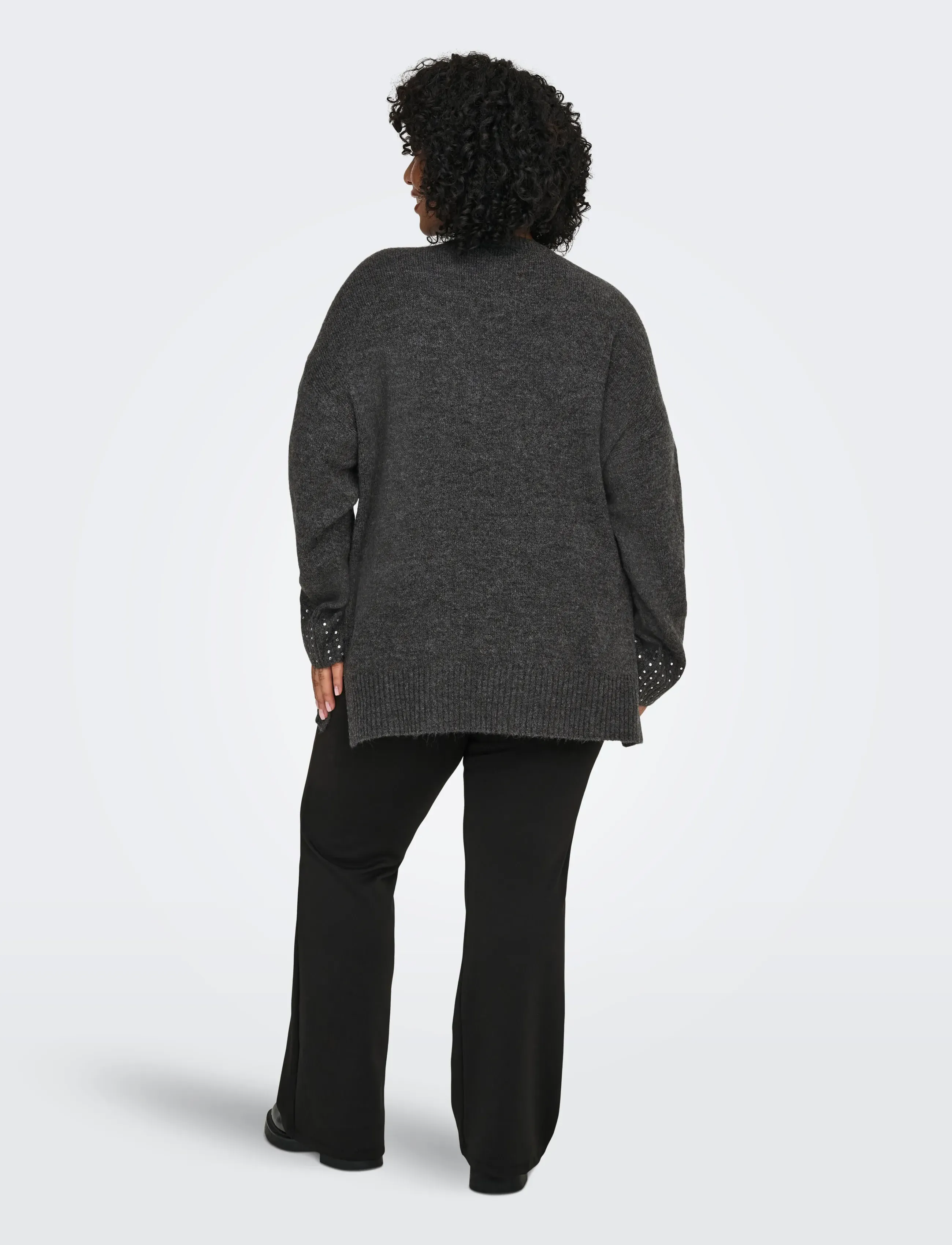 ONLY Carmakoma - CAROHIO LS O-NECK BLING PULLOVER - jumpers - dark grey melange - 3