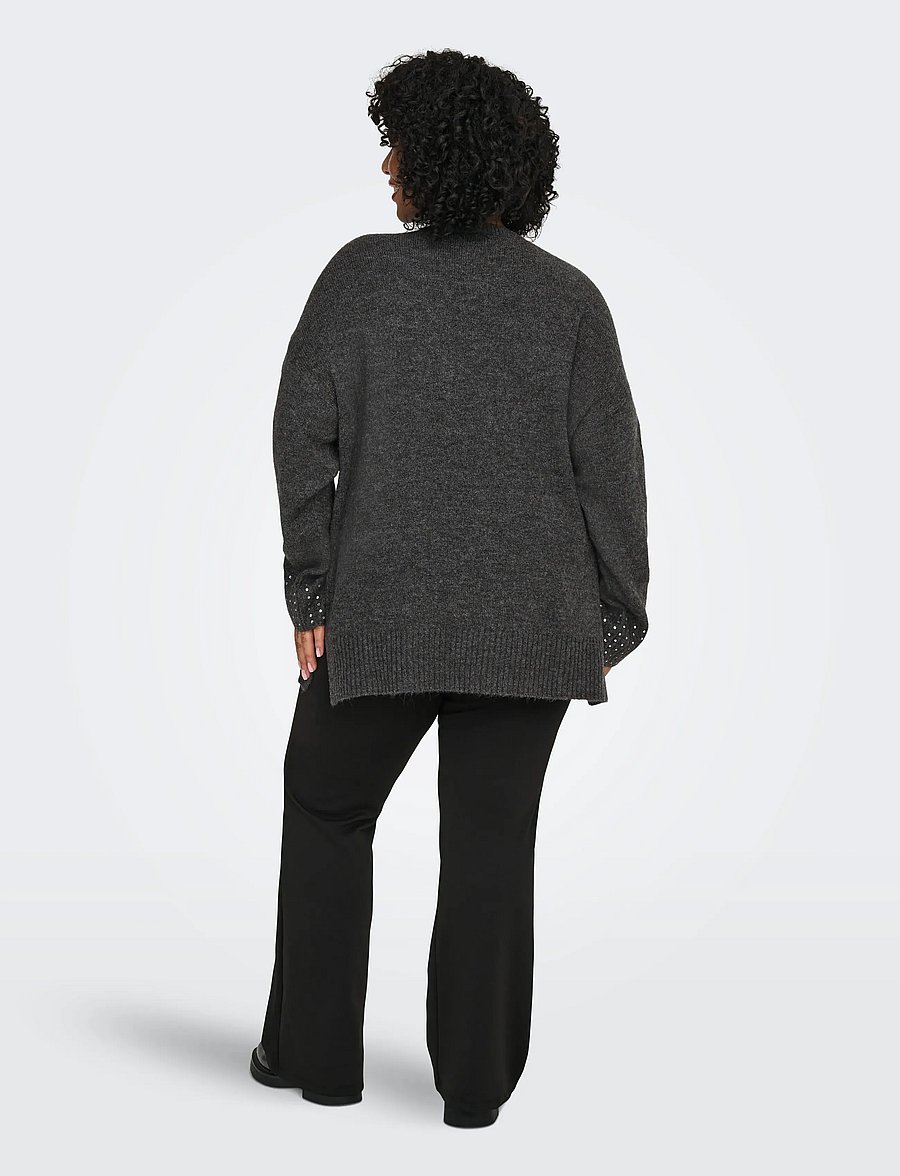 ONLY Carmakoma - CAROHIO LS O-NECK BLING PULLOVER - swetry - dark grey melange - 3