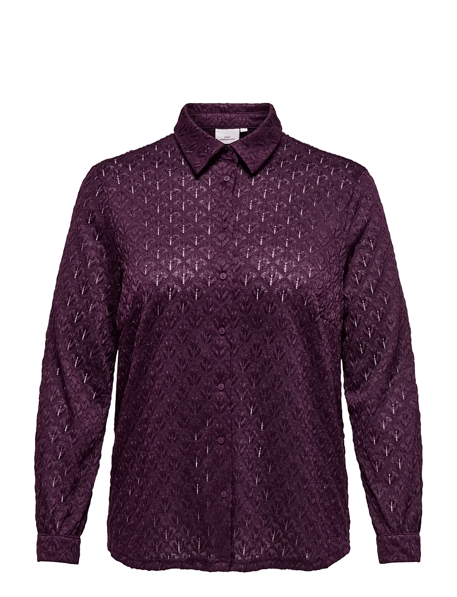 ONLY Carmakoma - CARAUBREY L/S SHIRT JRS - långärmade skjortor - winetasting - 0