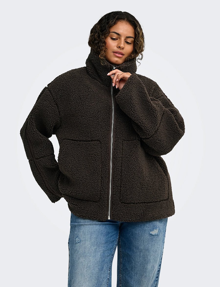 ONLY Carmakoma - CARASPEN TEDDY JACKET OTW NOOS - steppjacken - coffee bean - 0