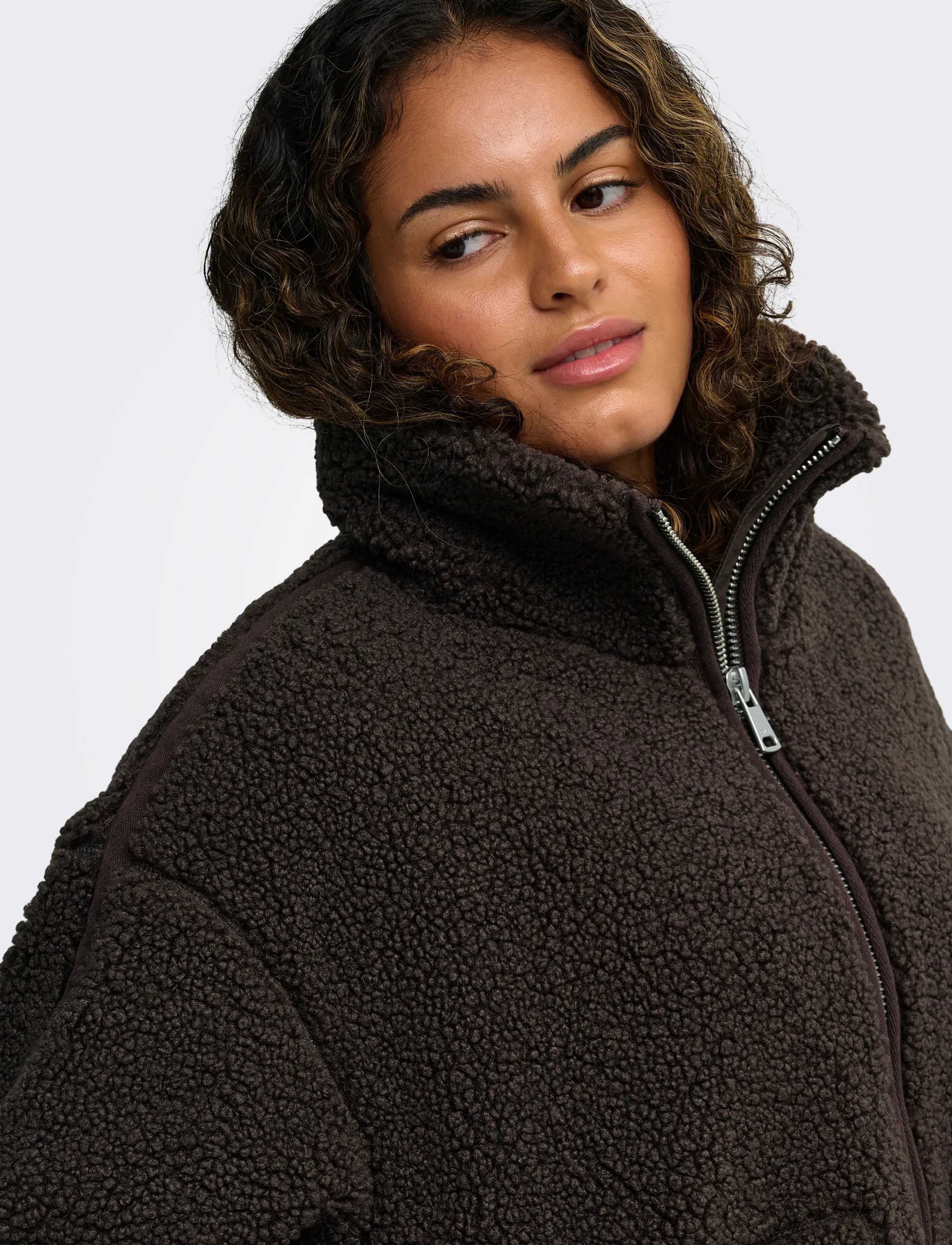 ONLY Carmakoma - CARASPEN TEDDY JACKET OTW NOOS - steppjacken - coffee bean - 5