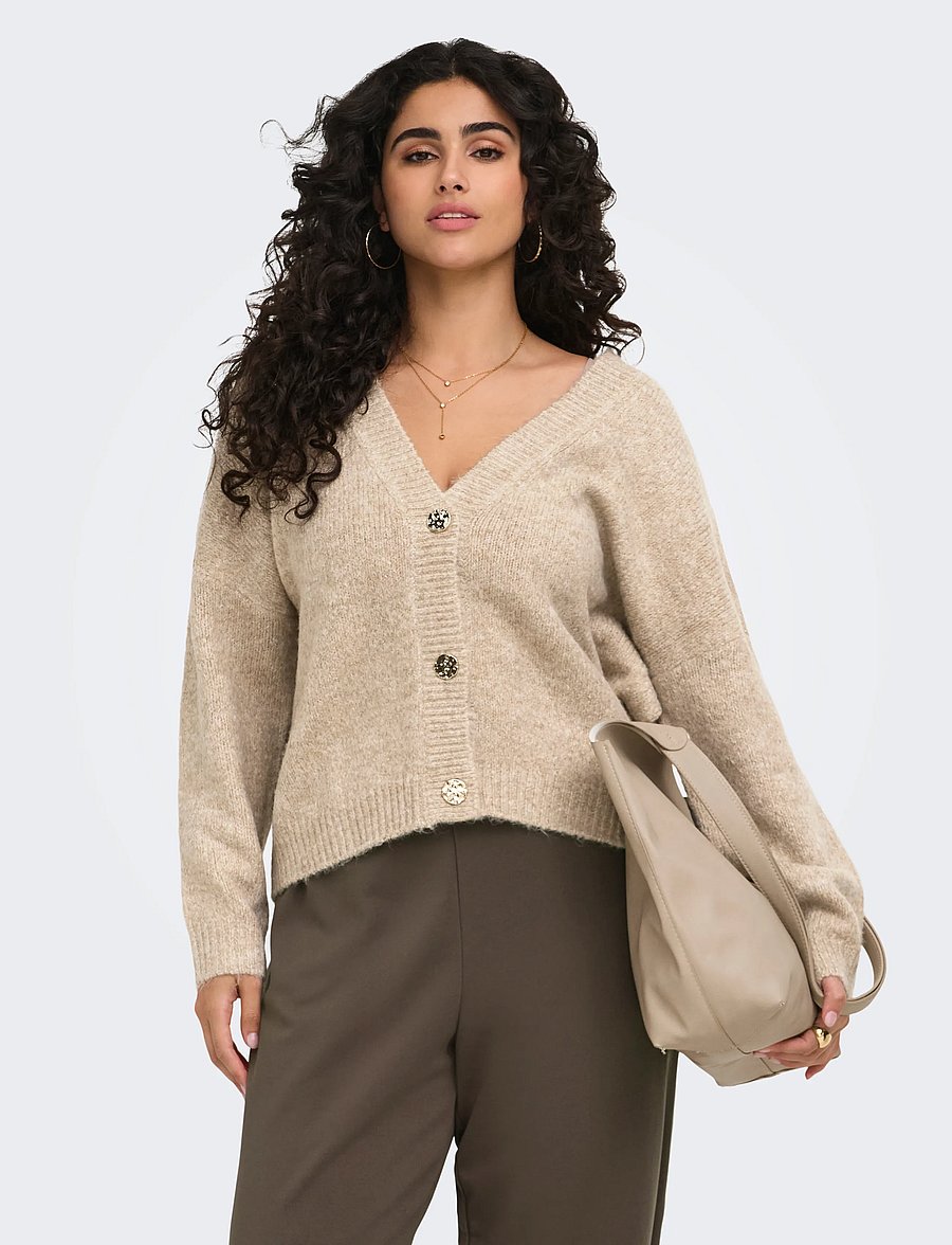 ONLY Carmakoma - CARZOEY L/S CARDIGAN KNT NOOS - strickjacken - woodsmoke - 0