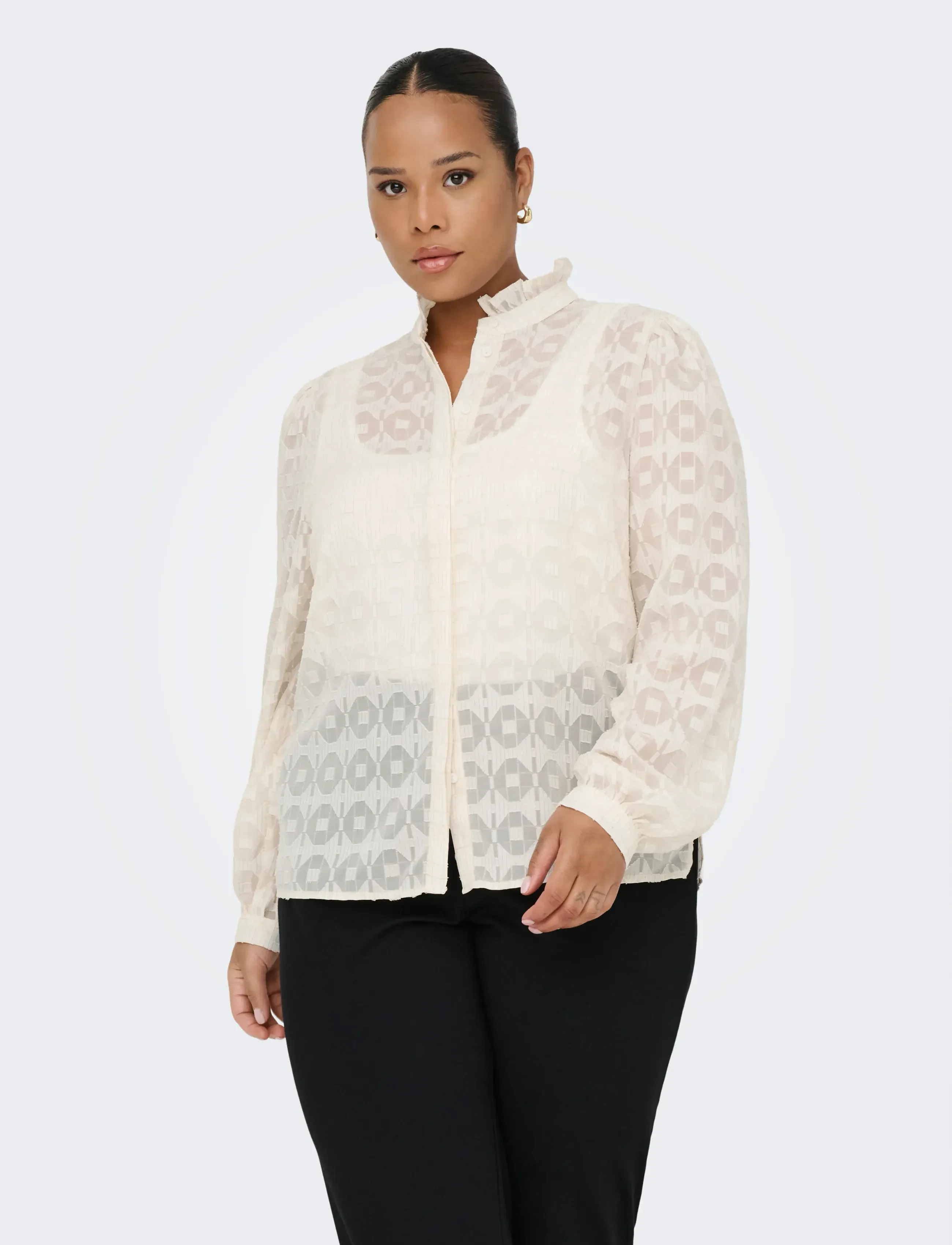 ONLY Carmakoma - CARCHLOEY L/S SHIRT WVN - blūzes ar garām piedurknēm - pumice stone - 4