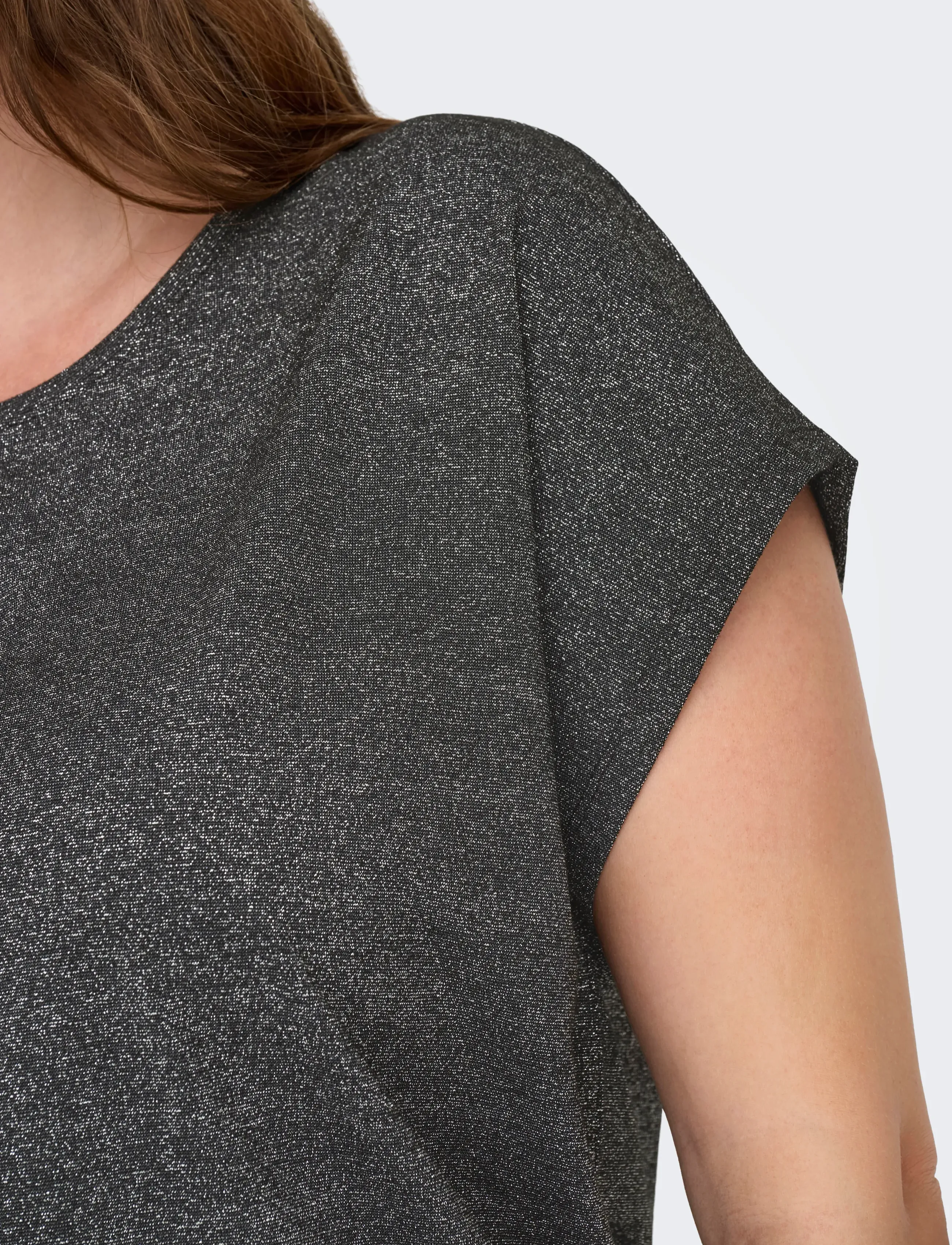 ONLY Carmakoma - CARMOSTER GLITTER S/S TOP JRS NOOS - black - 4