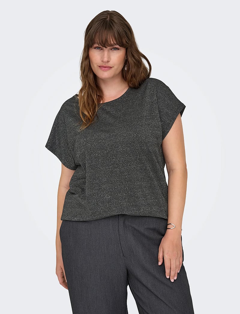 ONLY Carmakoma - CARMOSTER GLITTER S/S TOP JRS NOOS - t-särgid - black - 5