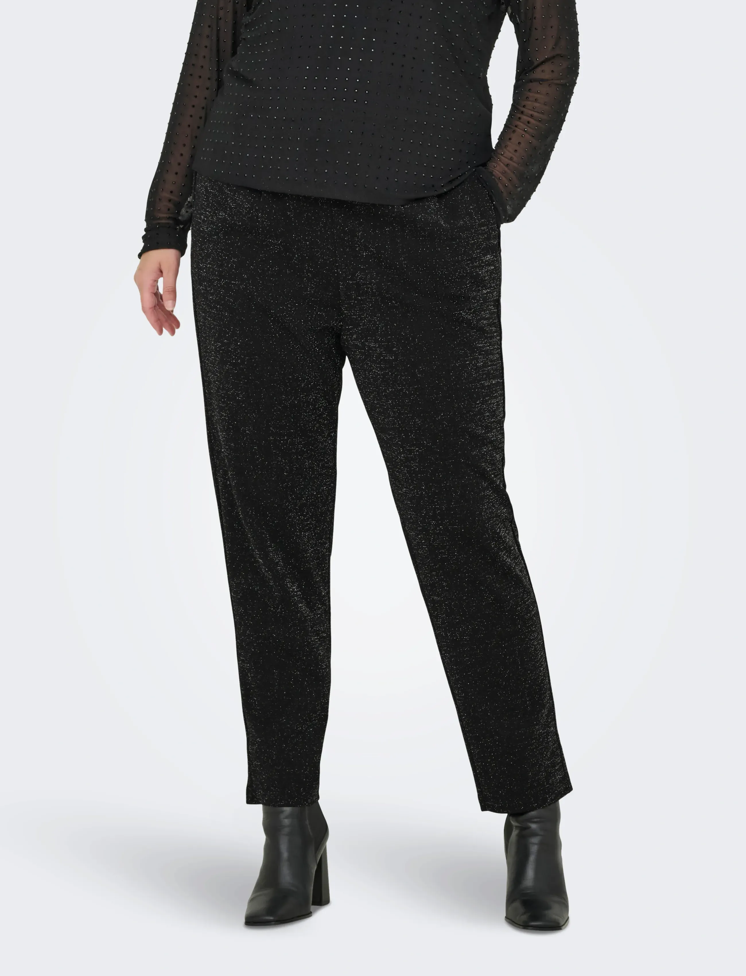 ONLY Carmakoma - CARPOPTRASH-ALYA EASY GLIT PANT NOOS - igapäevane stiil - black - 0